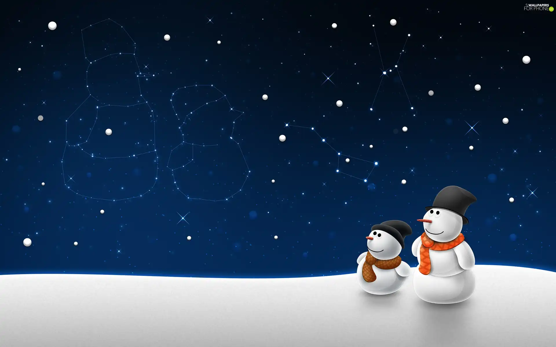 snowmen, Snowman, star, Two cars, For Children, snow, winter
