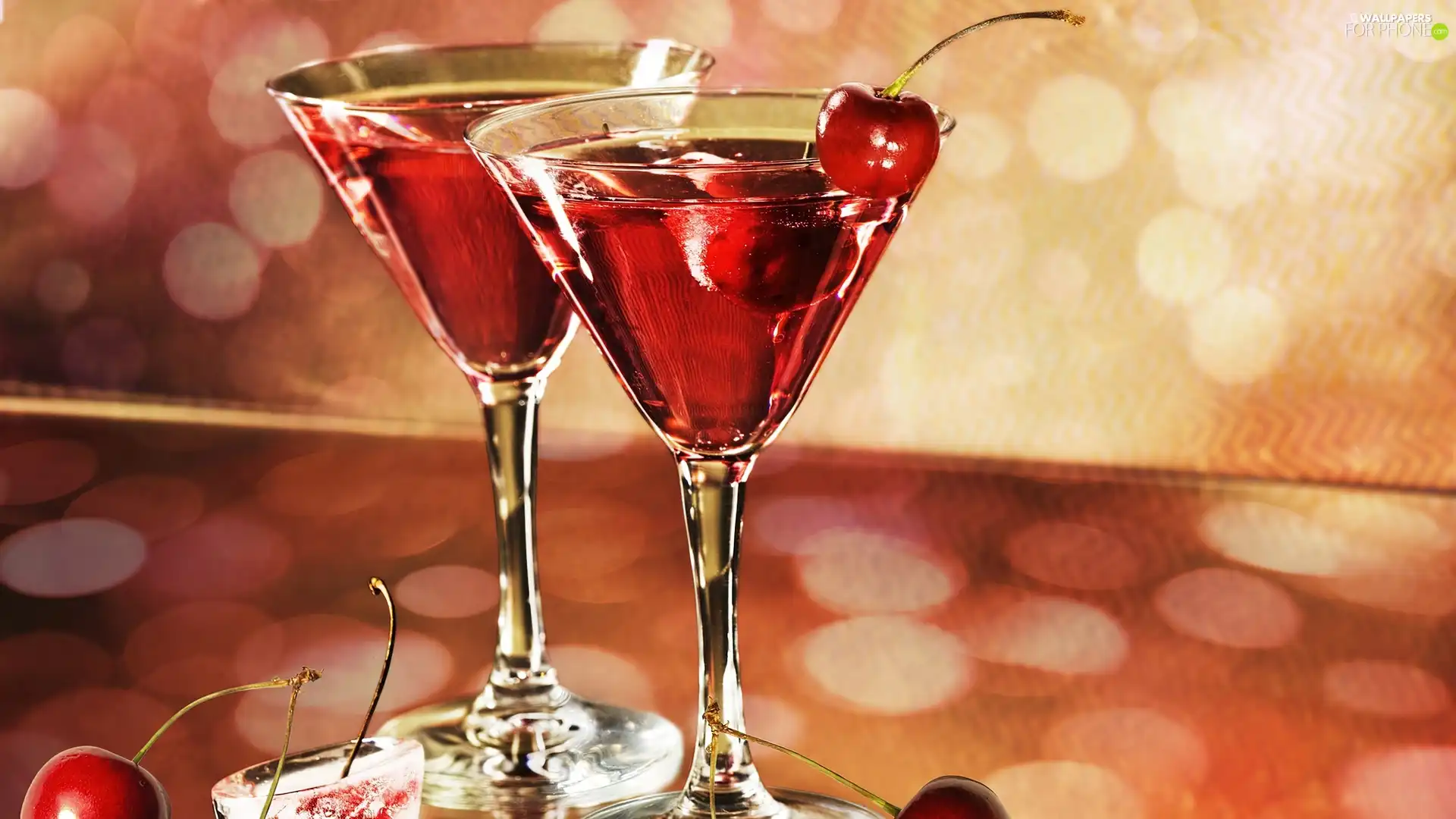 cherries, glasses, drinks