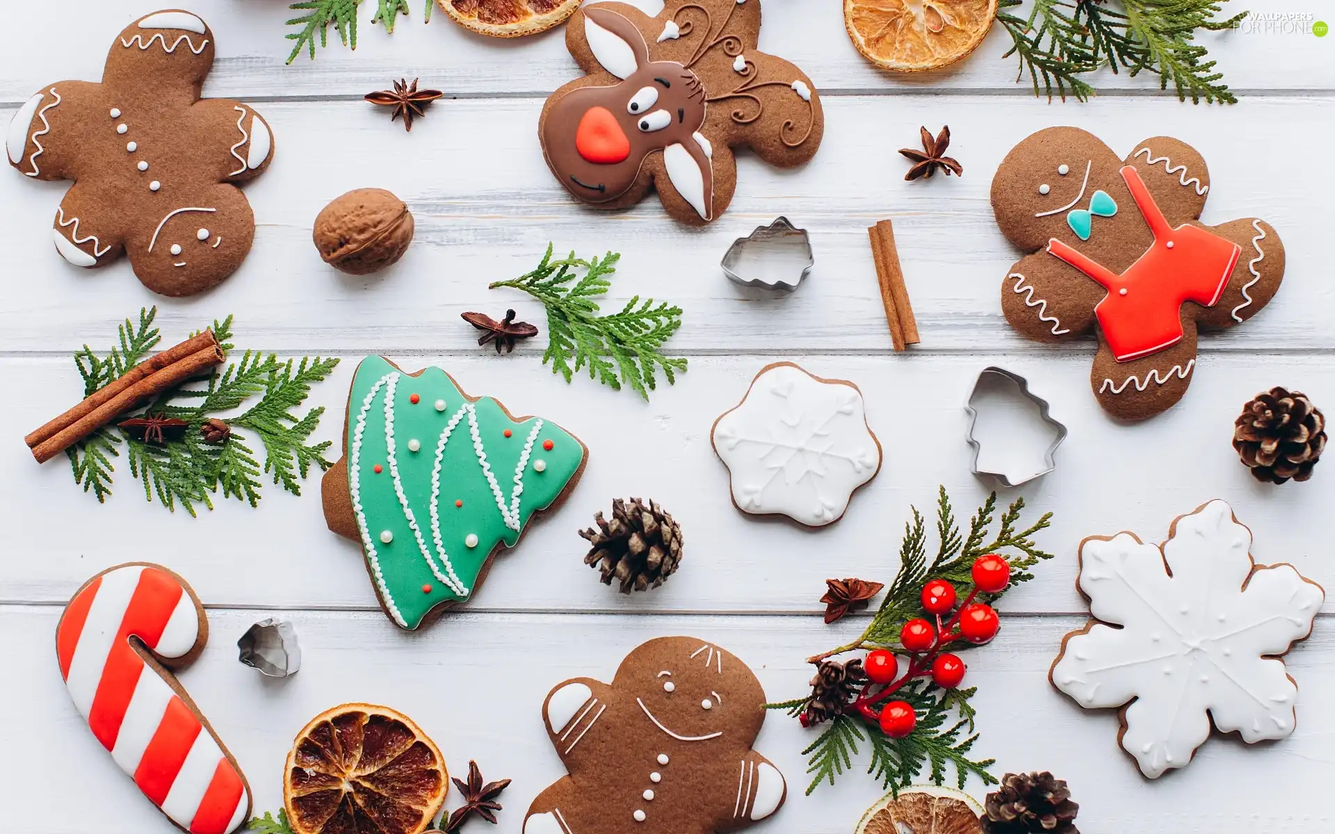 anise, cinnamon, Gingerbread, cones, Christmas