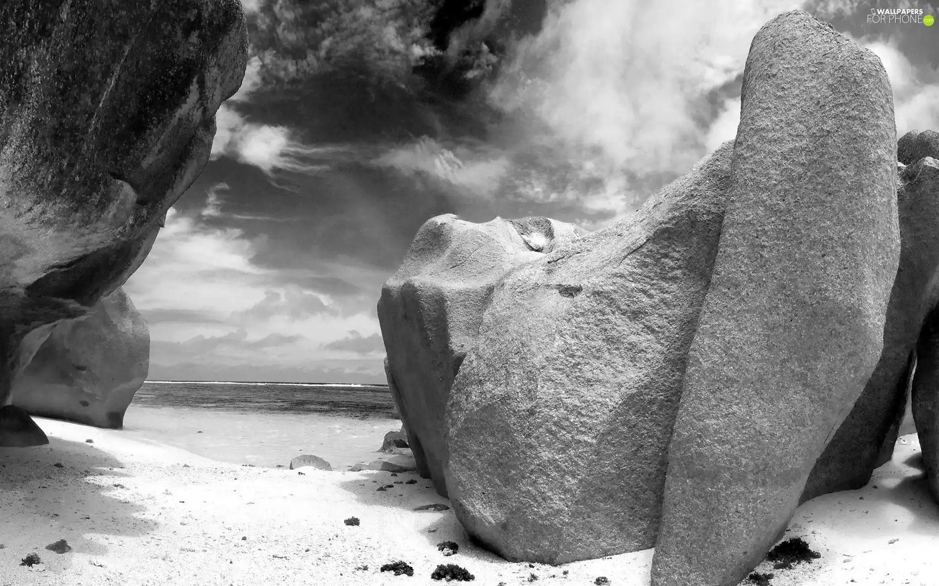 Big, Sand, clouds, rocks