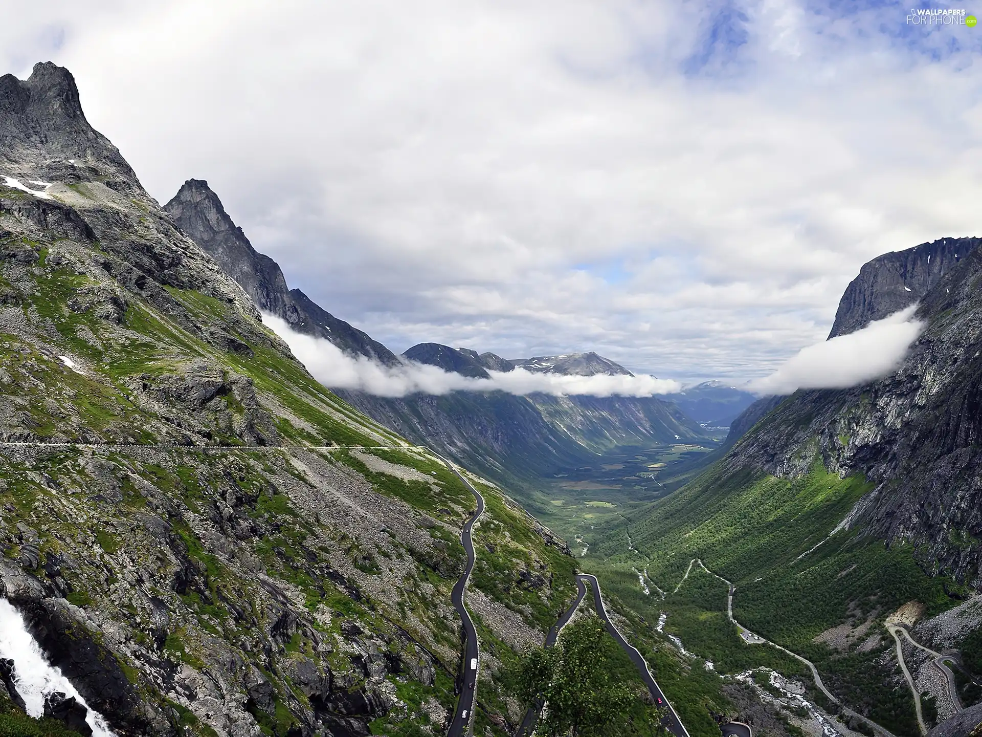 Norway, Mountains, clouds, Way