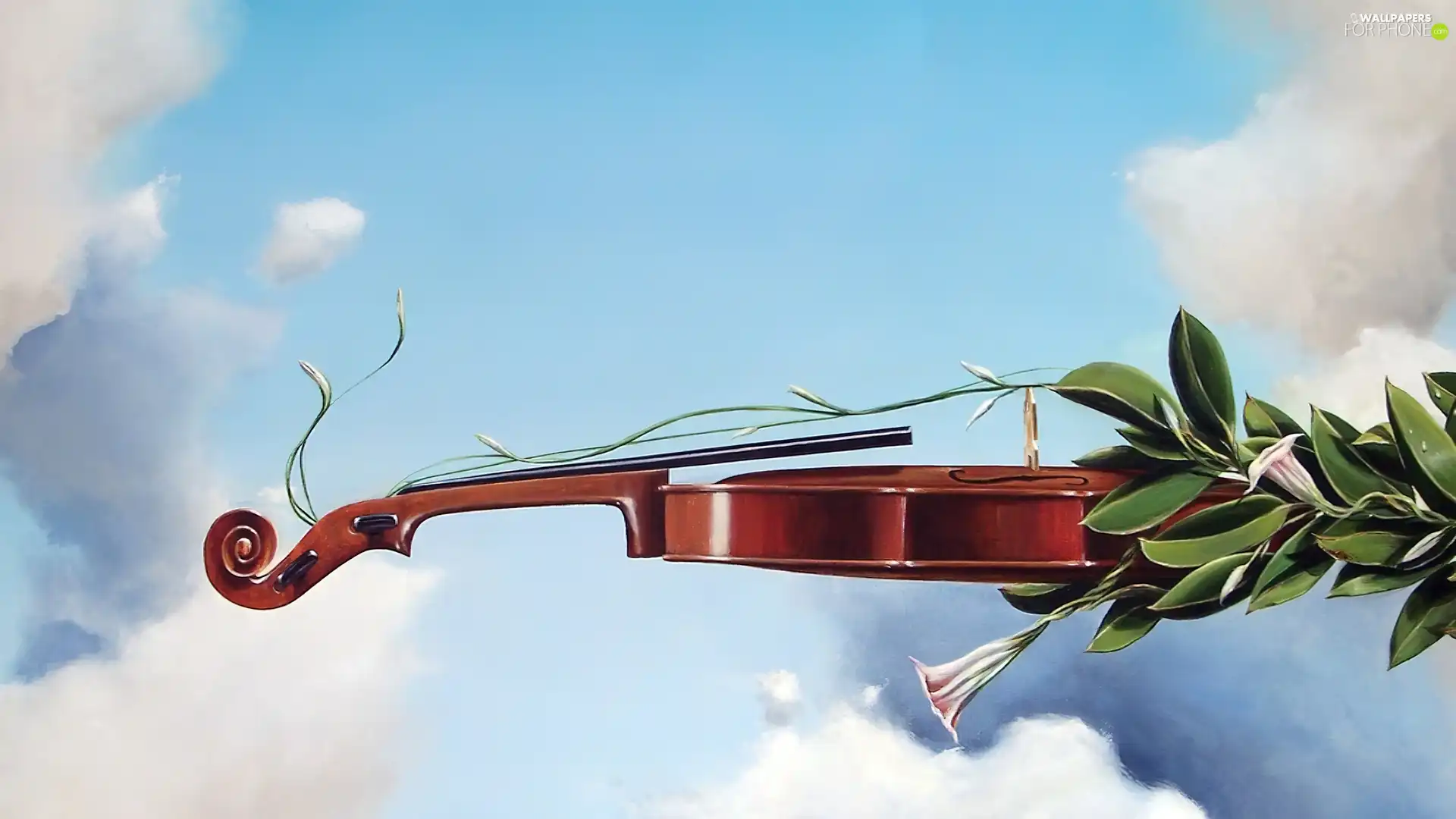 clouds, violin, Sky
