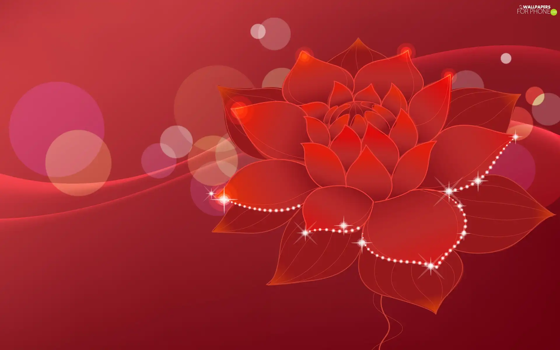 graphics, Red, Colourfull Flowers