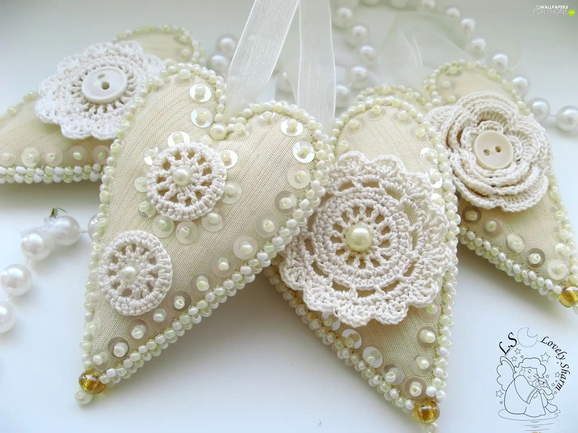 decoration, embroidered, hearts