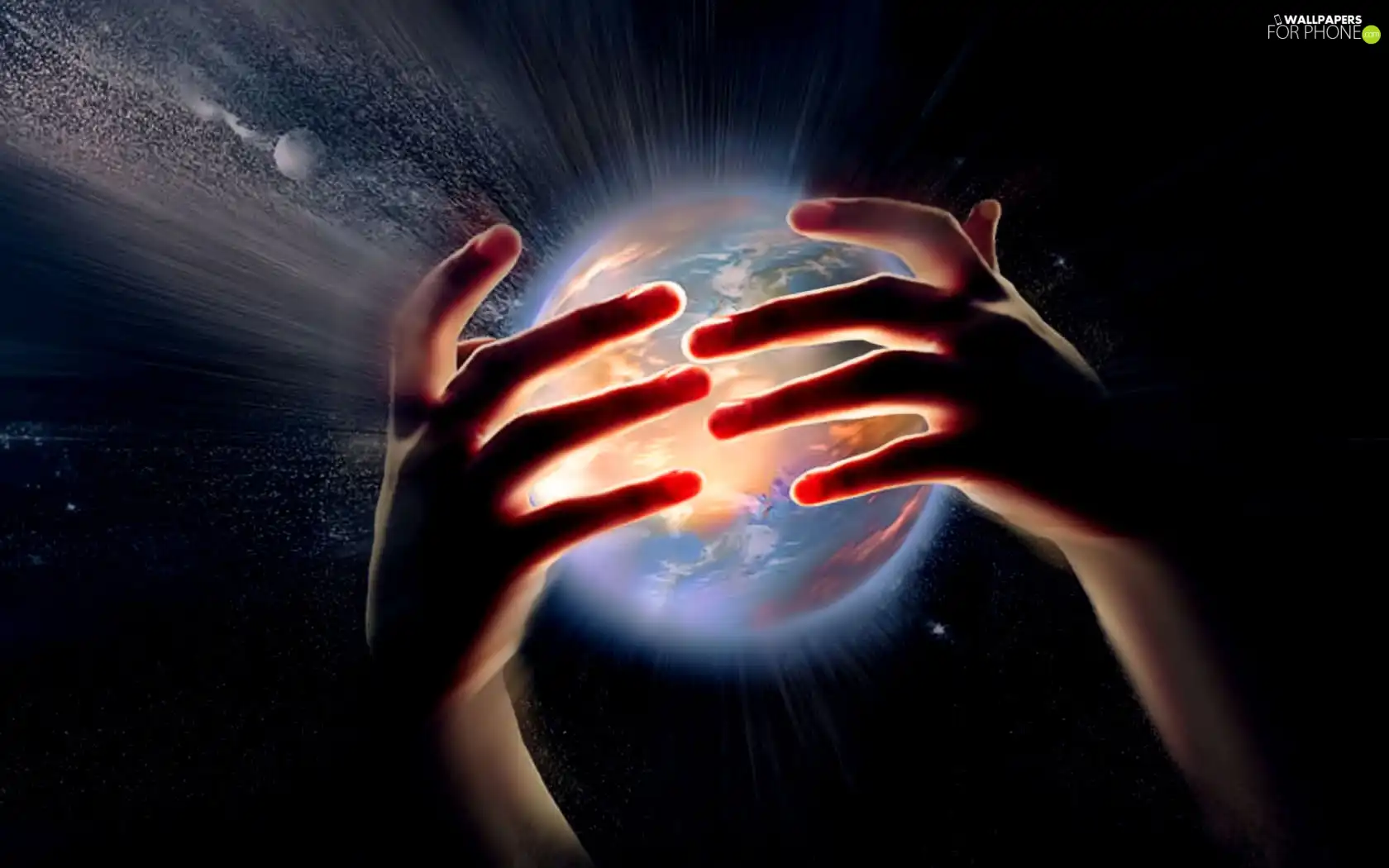 earth, hands, Orb