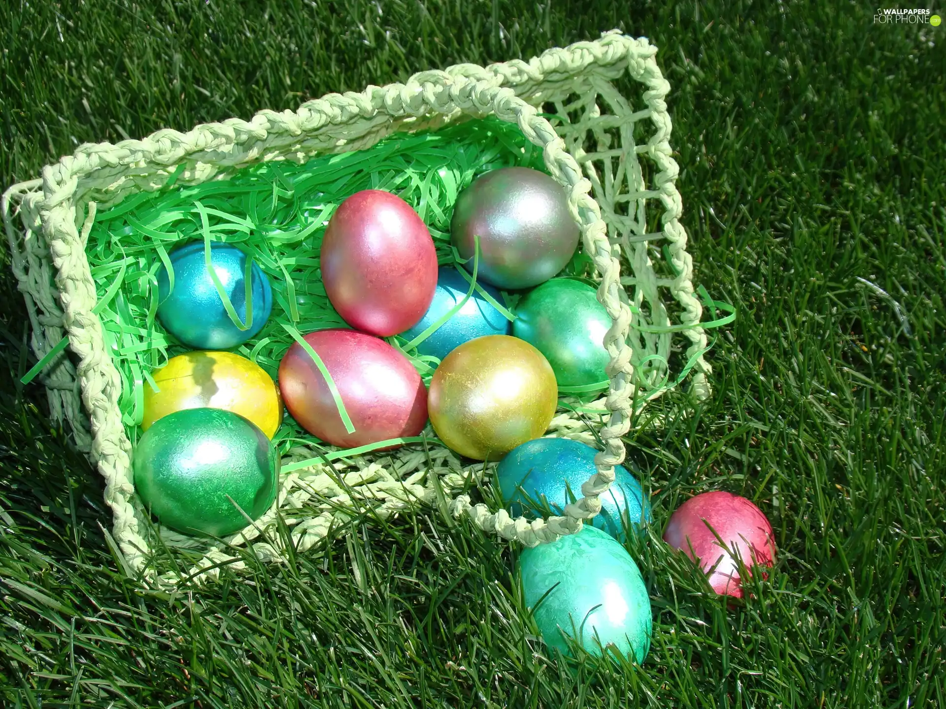 color, basket, Easter, eggs