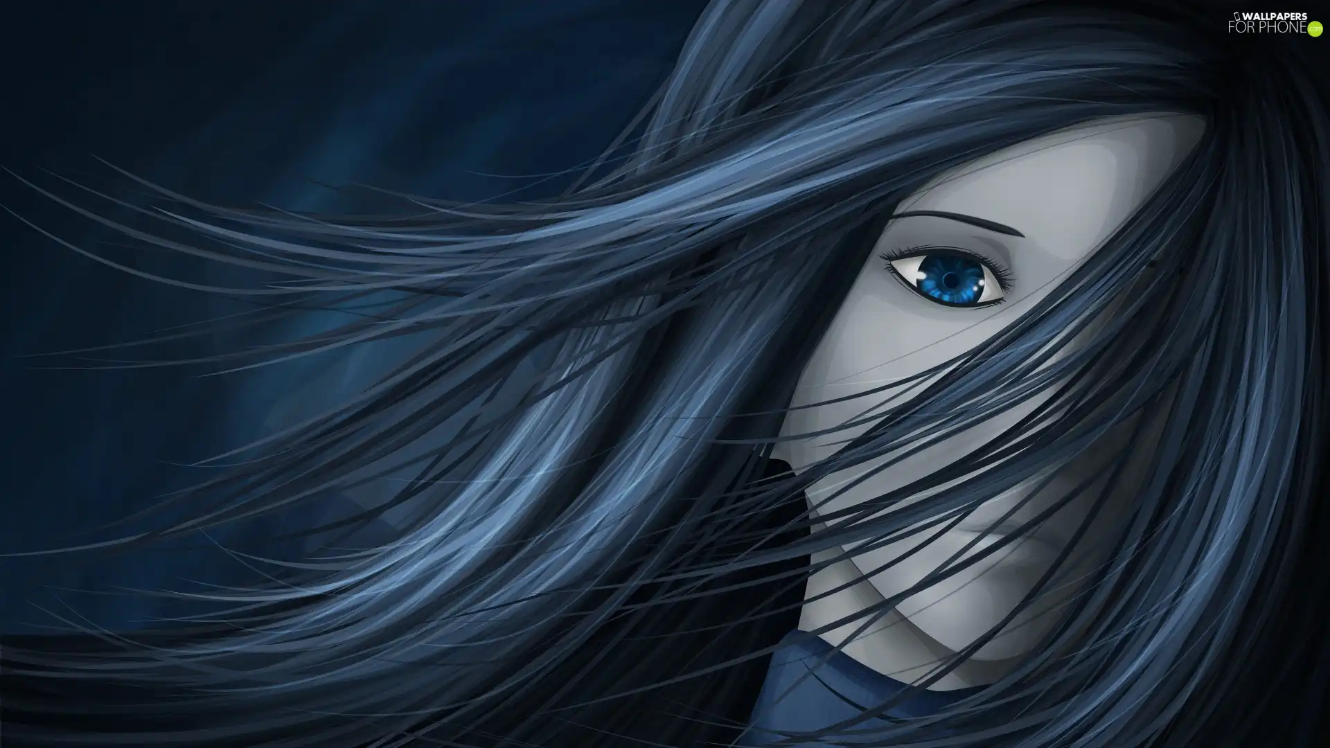 girl, Hair, Eyes, Blue