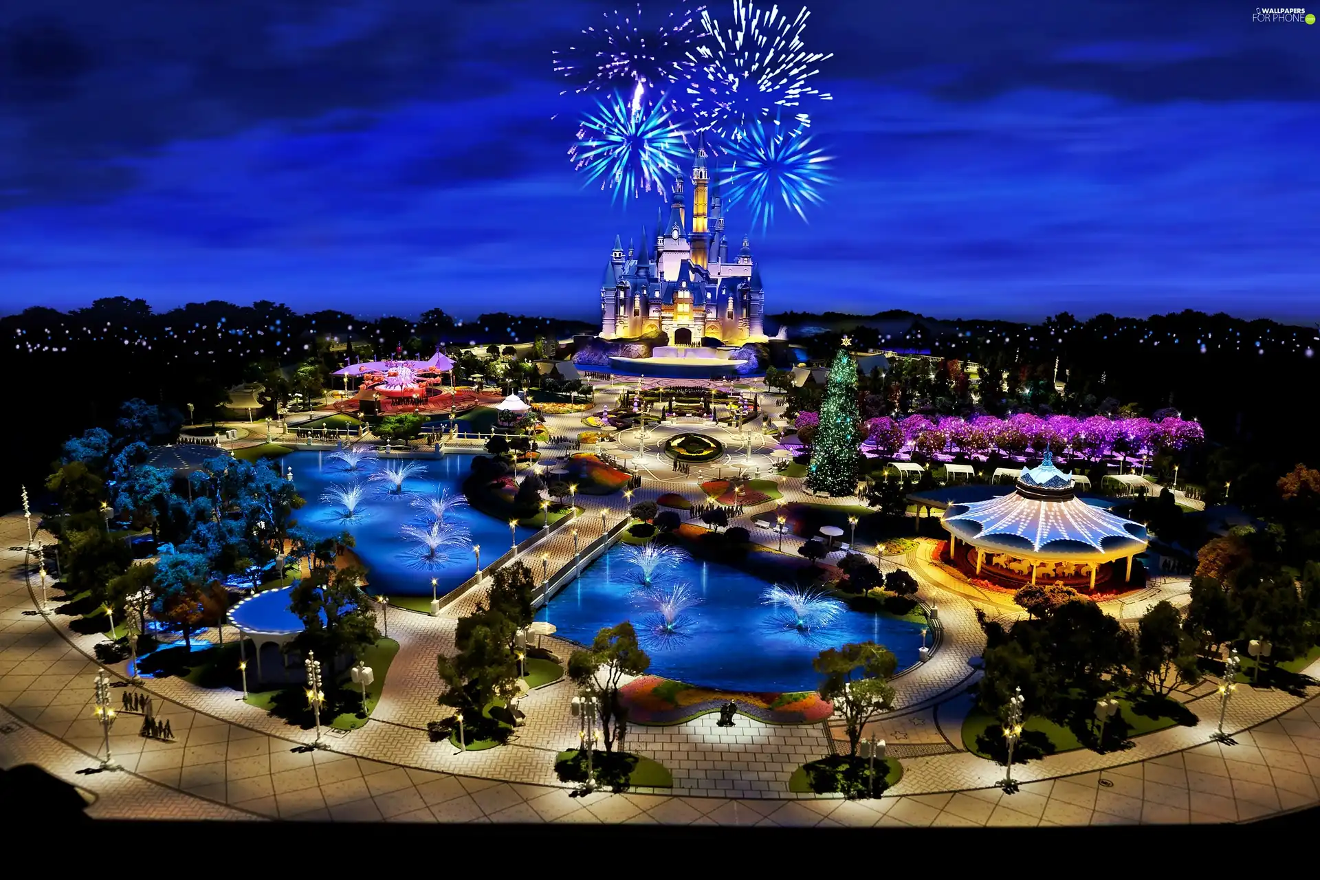 fireworks, Szanghaj, Castle, night, Disneyland