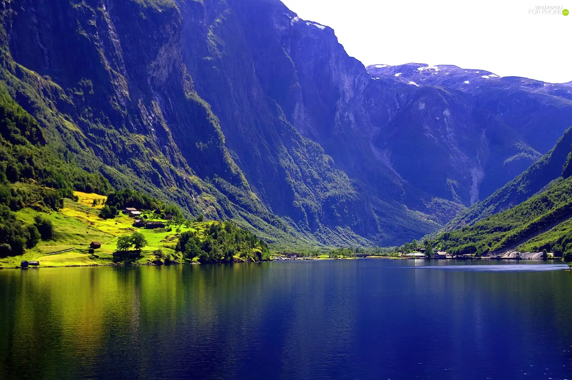 Norway, fjord, Gudvangen Village, Mountains