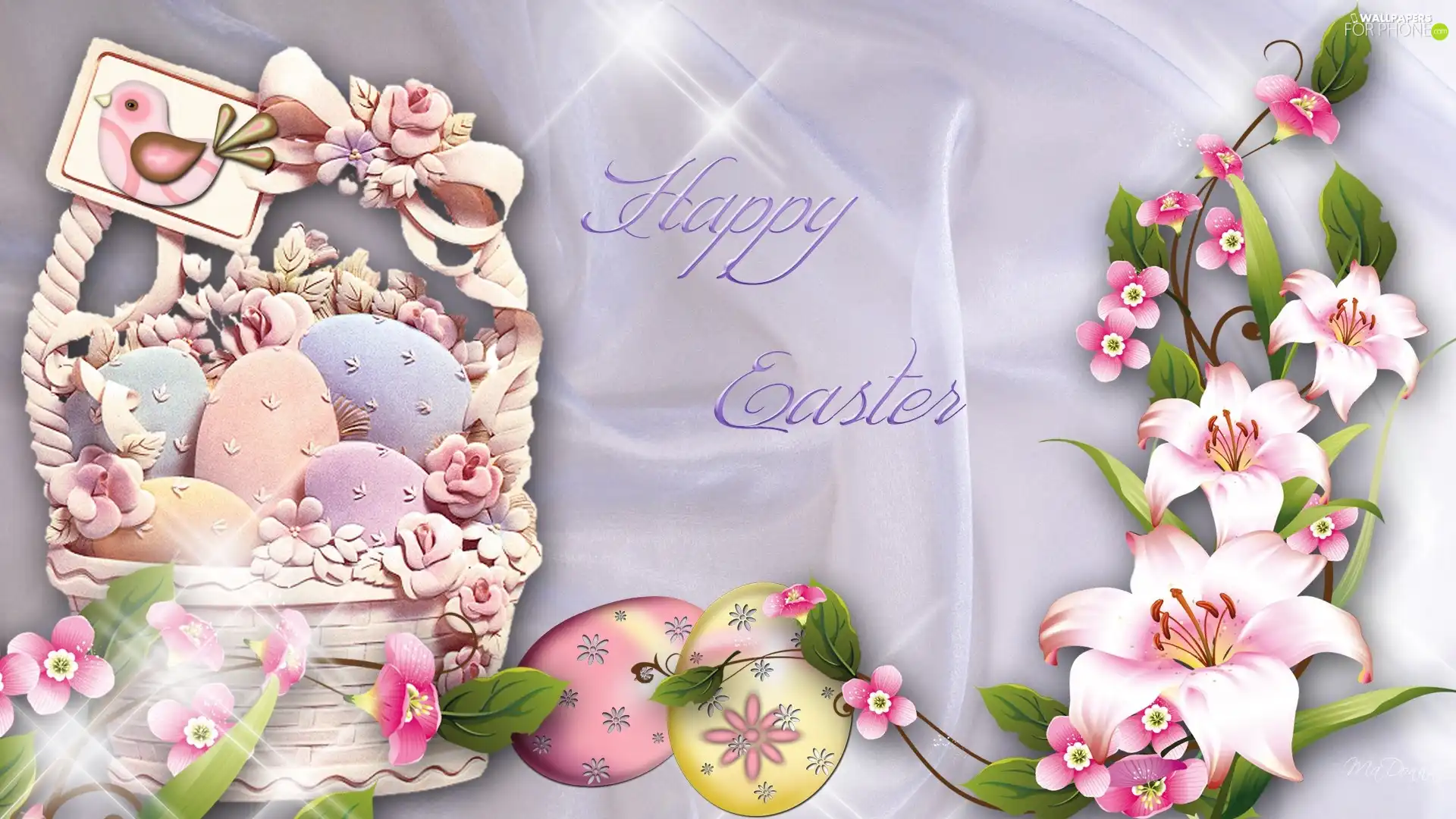 eggs, Easter, Flowers, basket, color, color