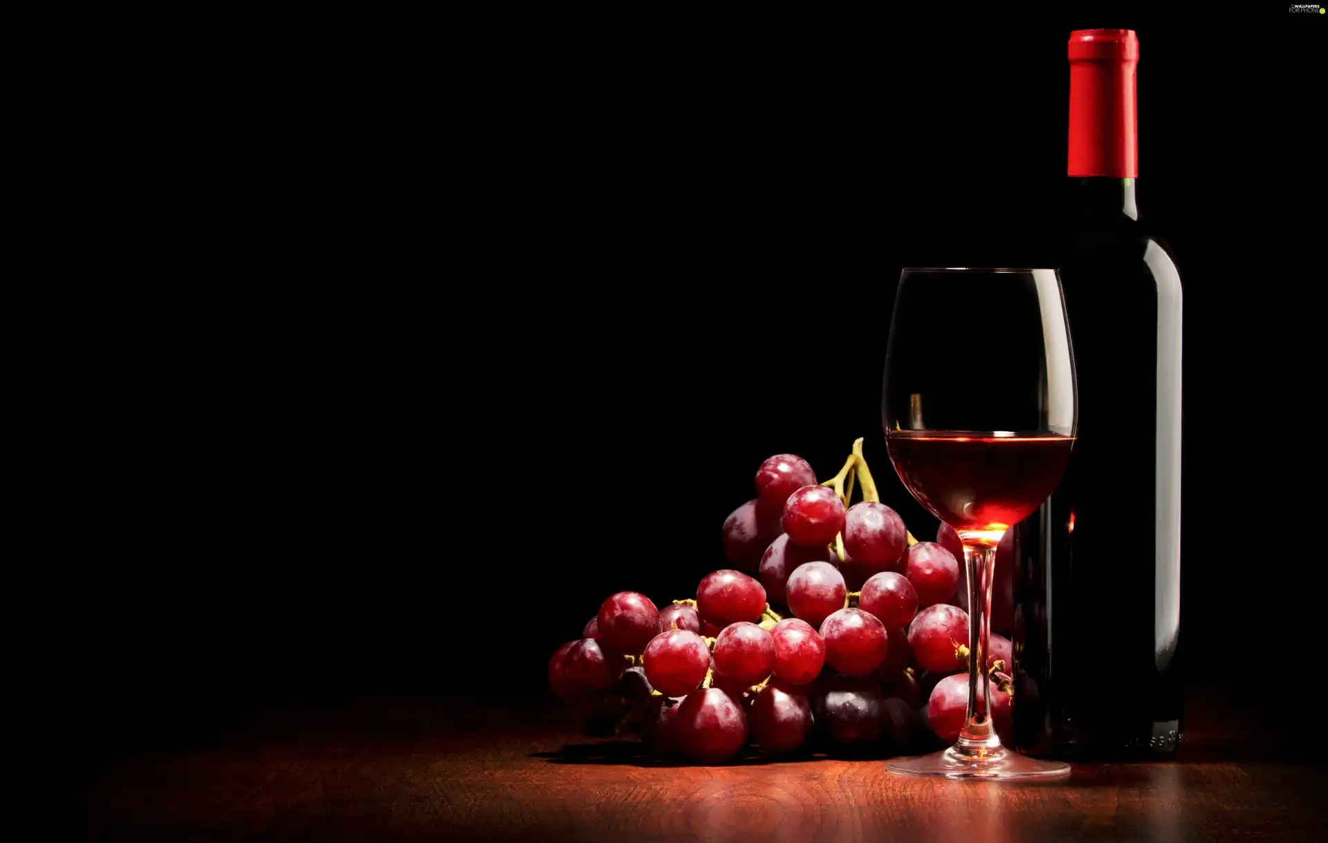 Grapes, Bottle, glass, Wine