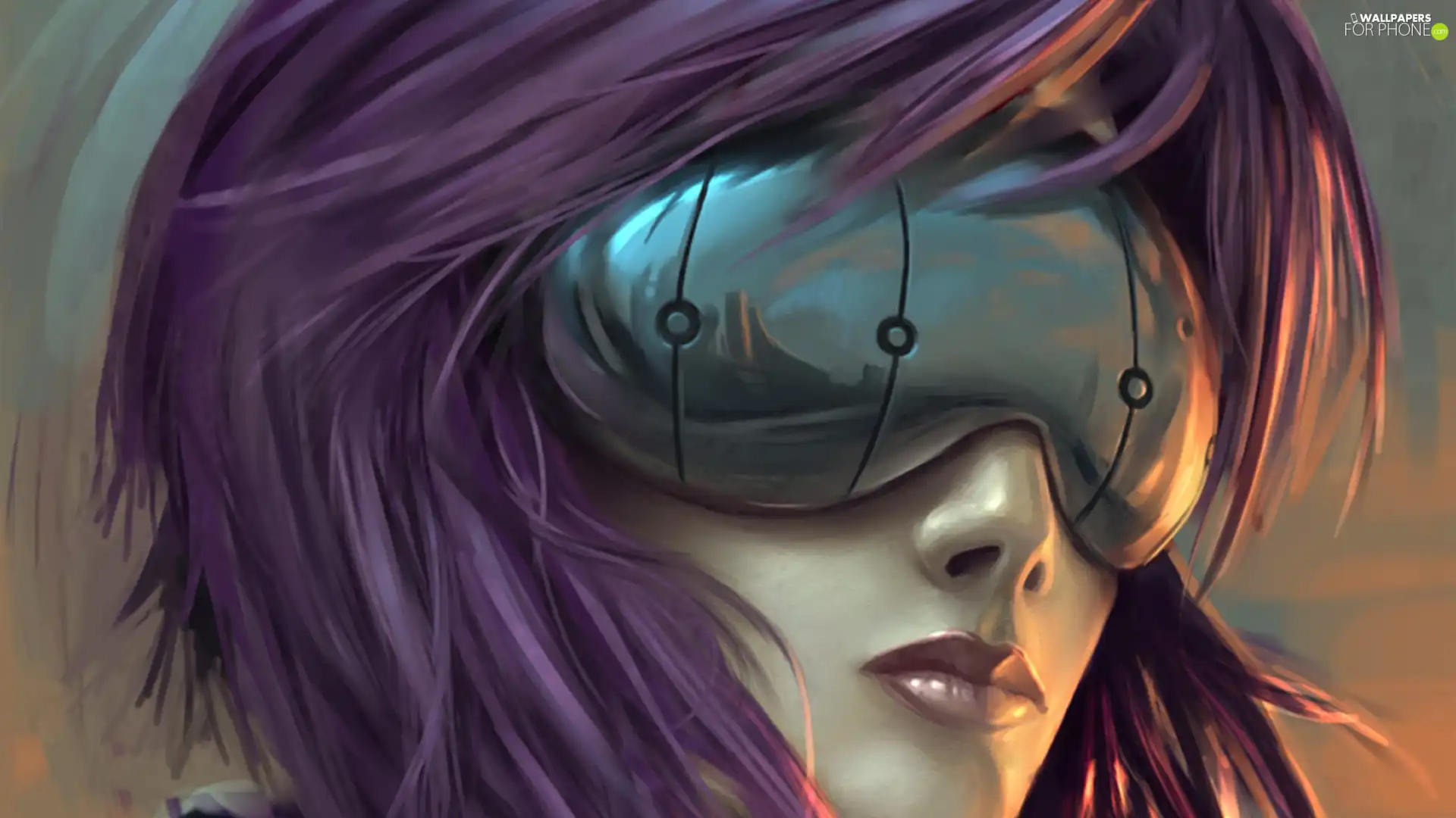 girl, Hair, Glasses, purple