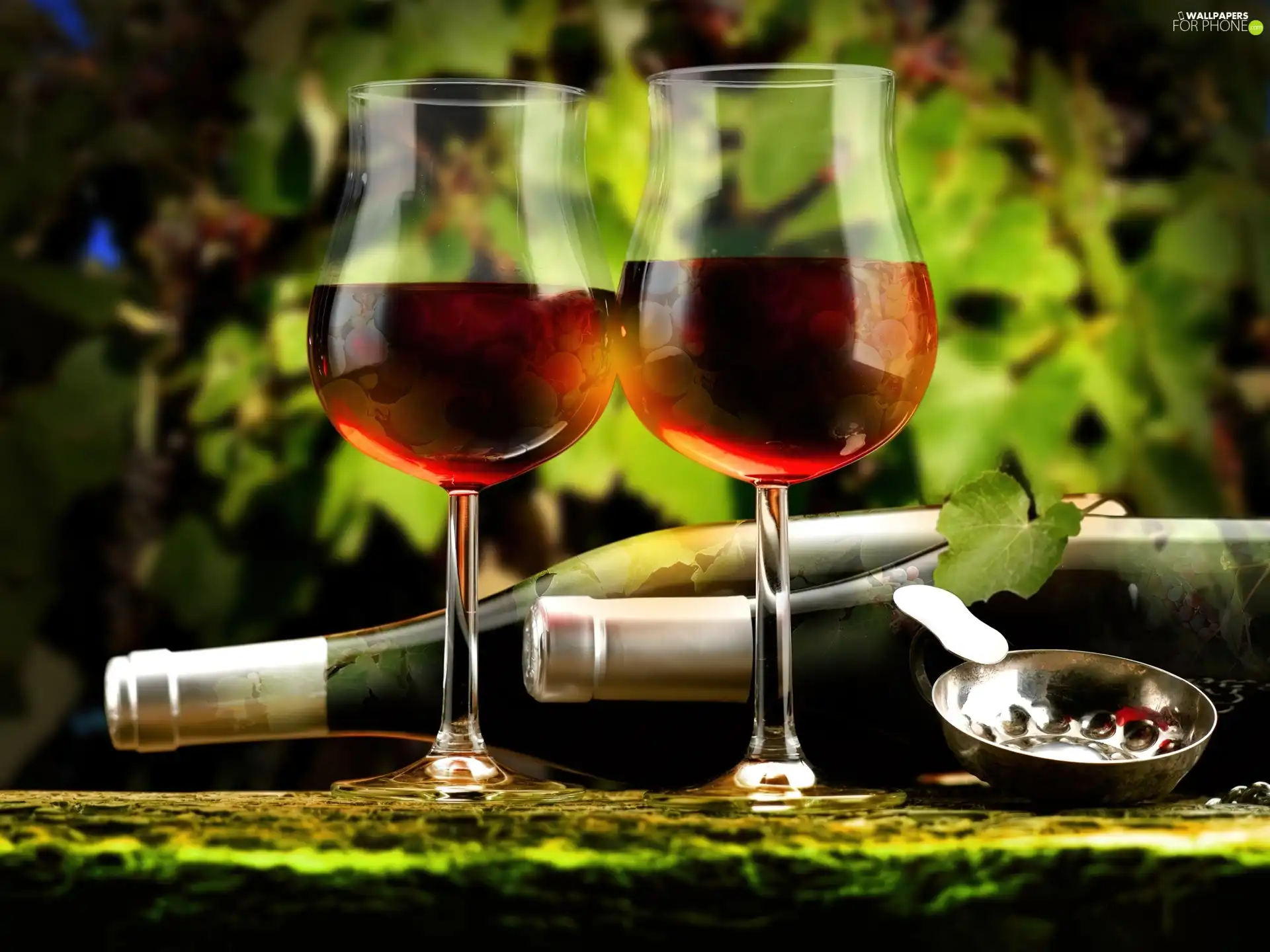 Red, Bottles, glasses, Wine