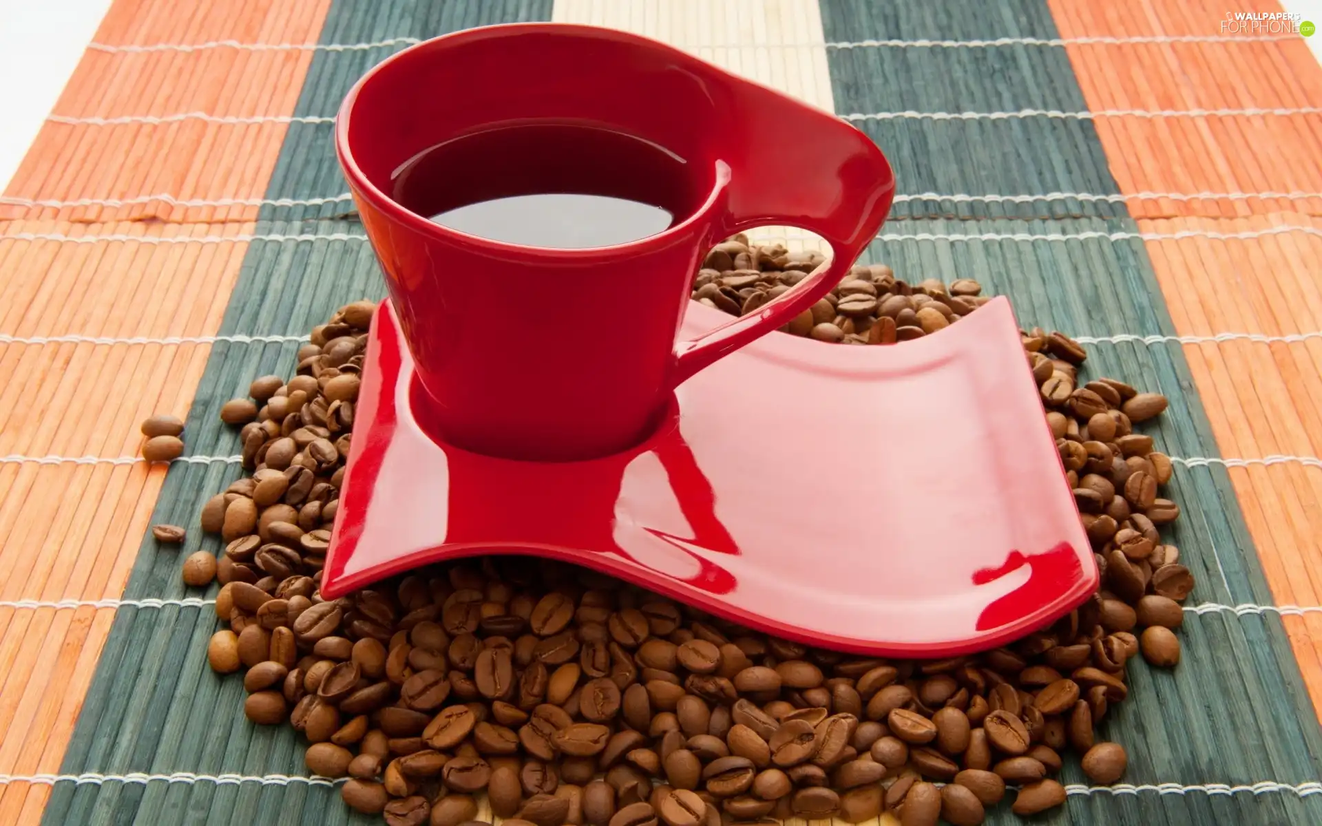 grains, coffee, cup, saucer, red hot
