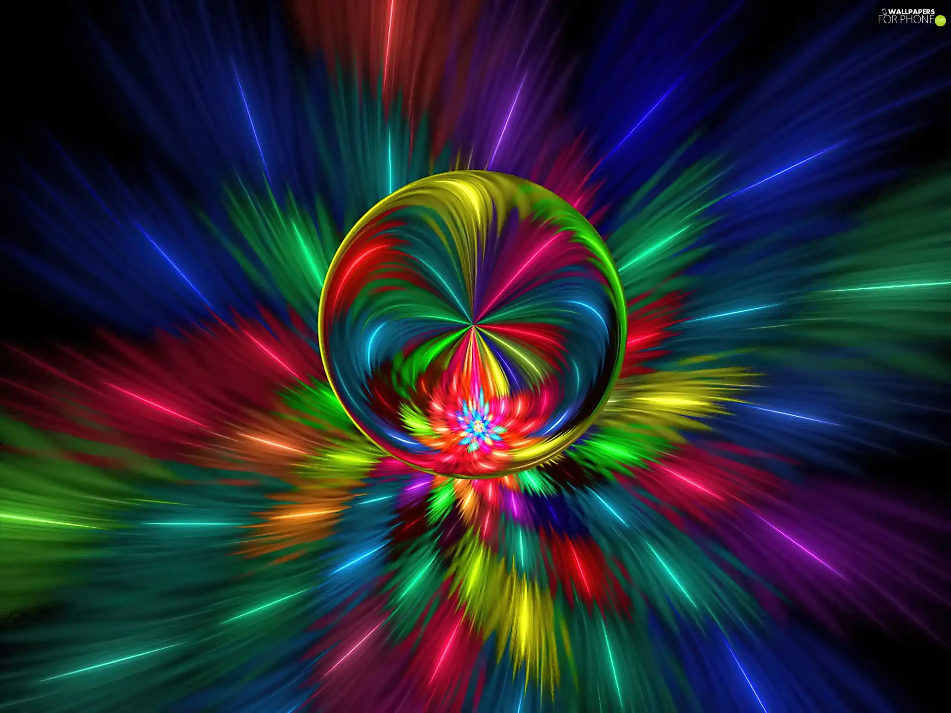 abstraction, Orb, graphics, Rainbow