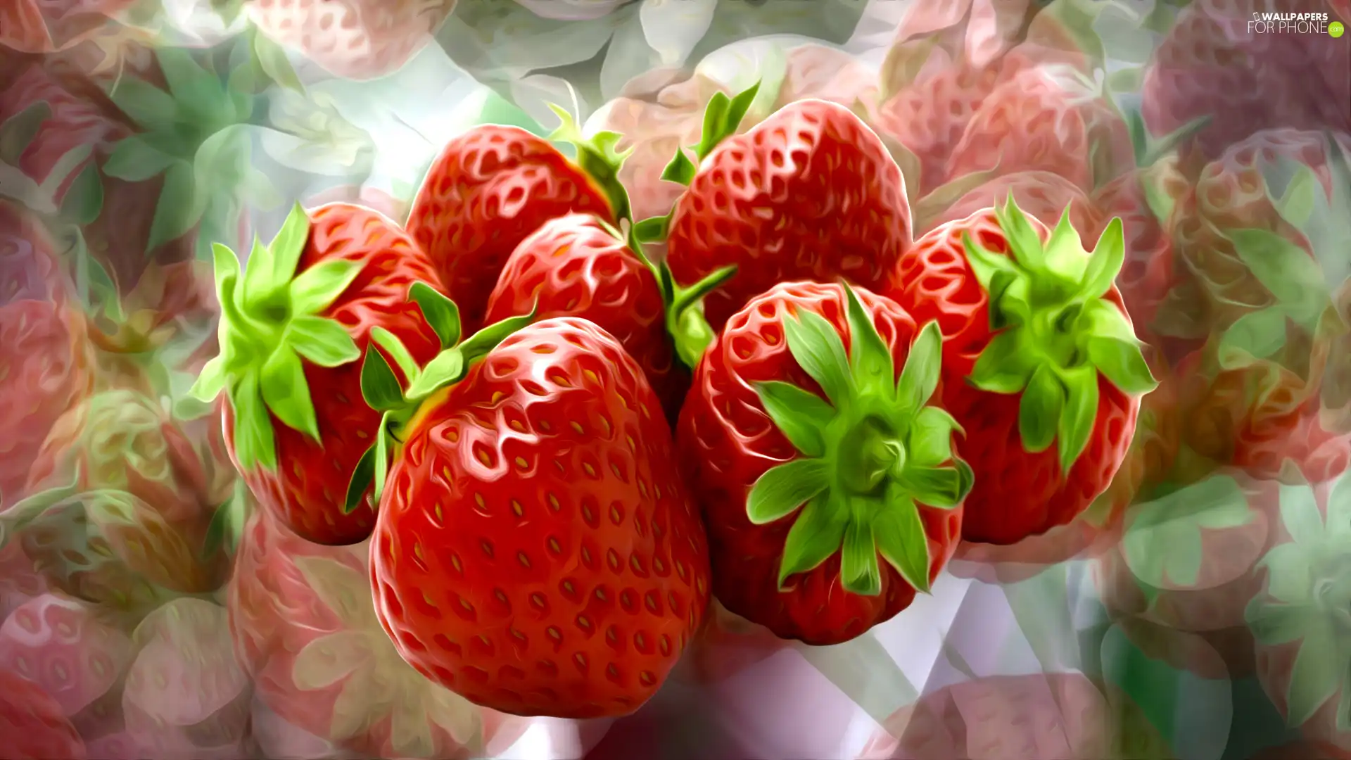 strawberries, color, background, graphics