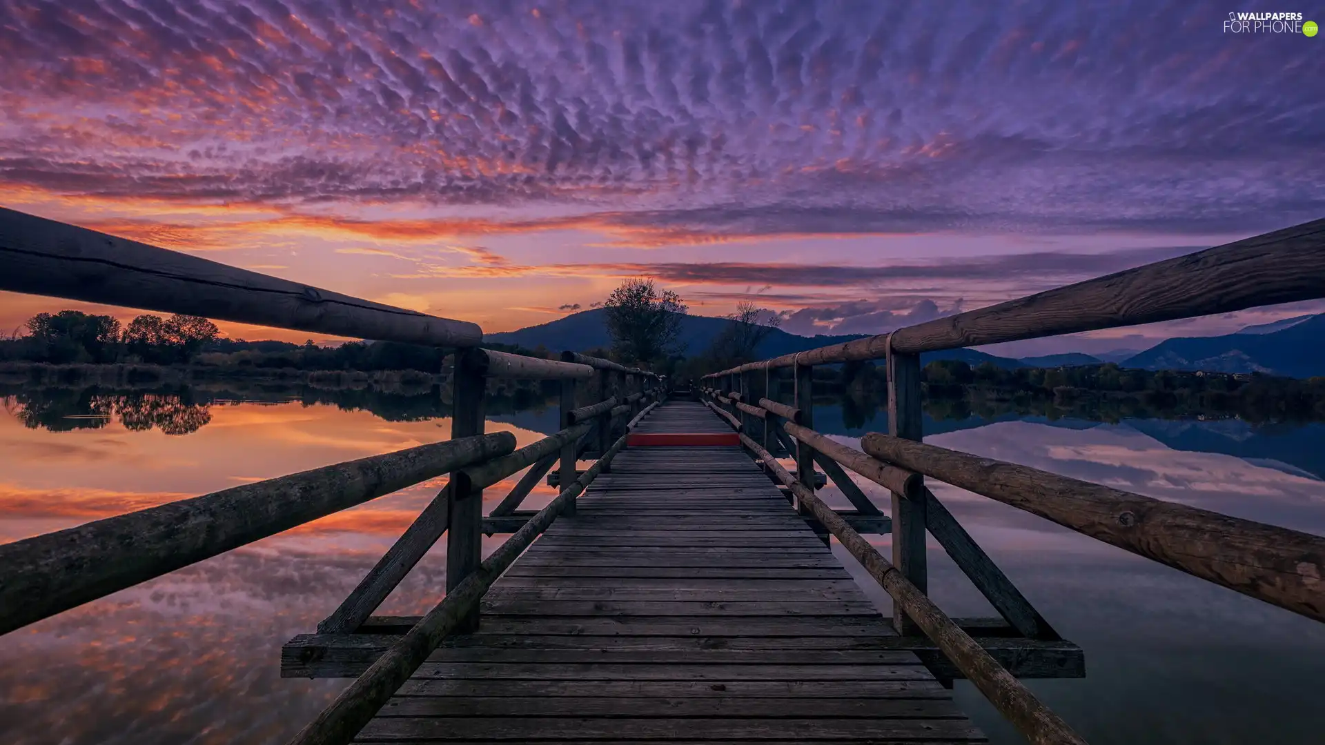 bridge, clouds, bridge, Great Sunsets, lake