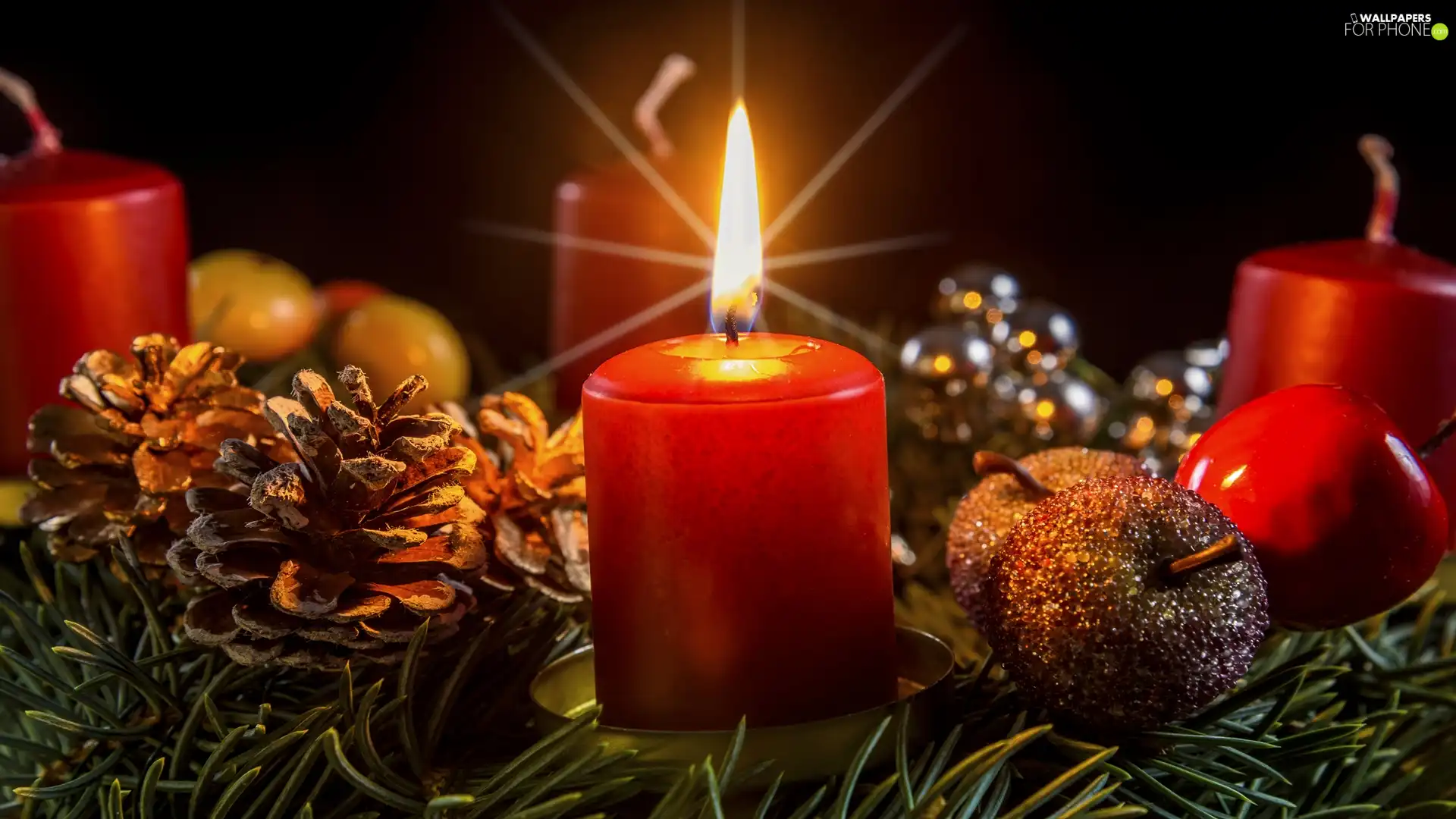 Advent, Red, ornamentation, headdress, Christmas, Candles