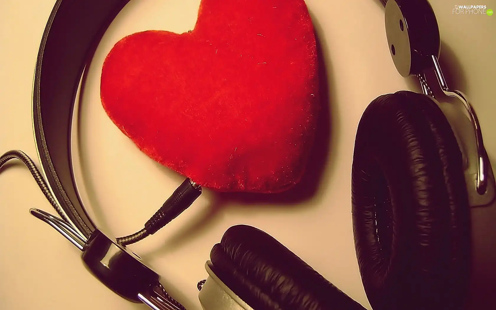 HEADPHONES, Red, Heart, music