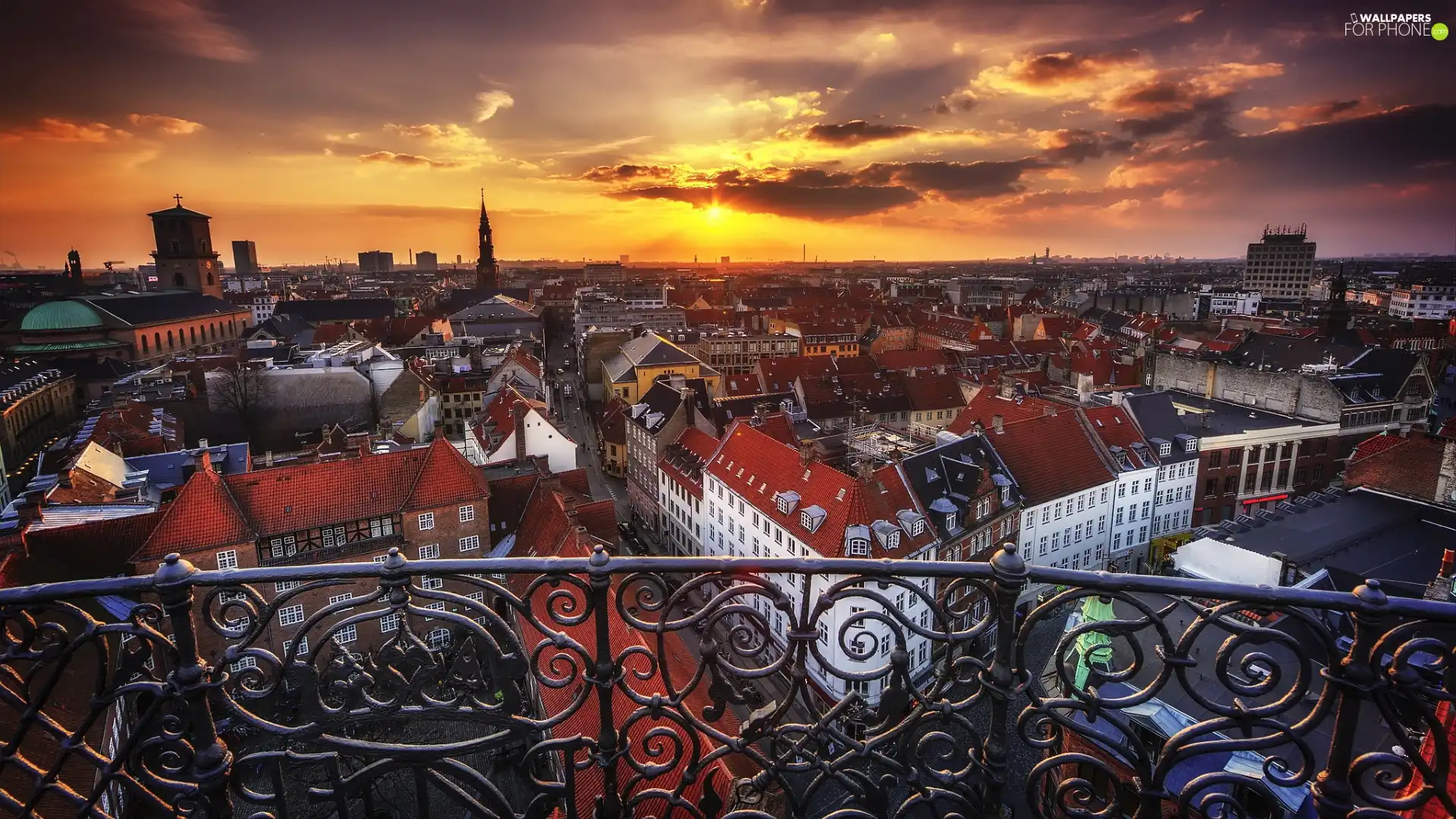 Copenhagen, Denmark, Town, Houses, Great Sunsets