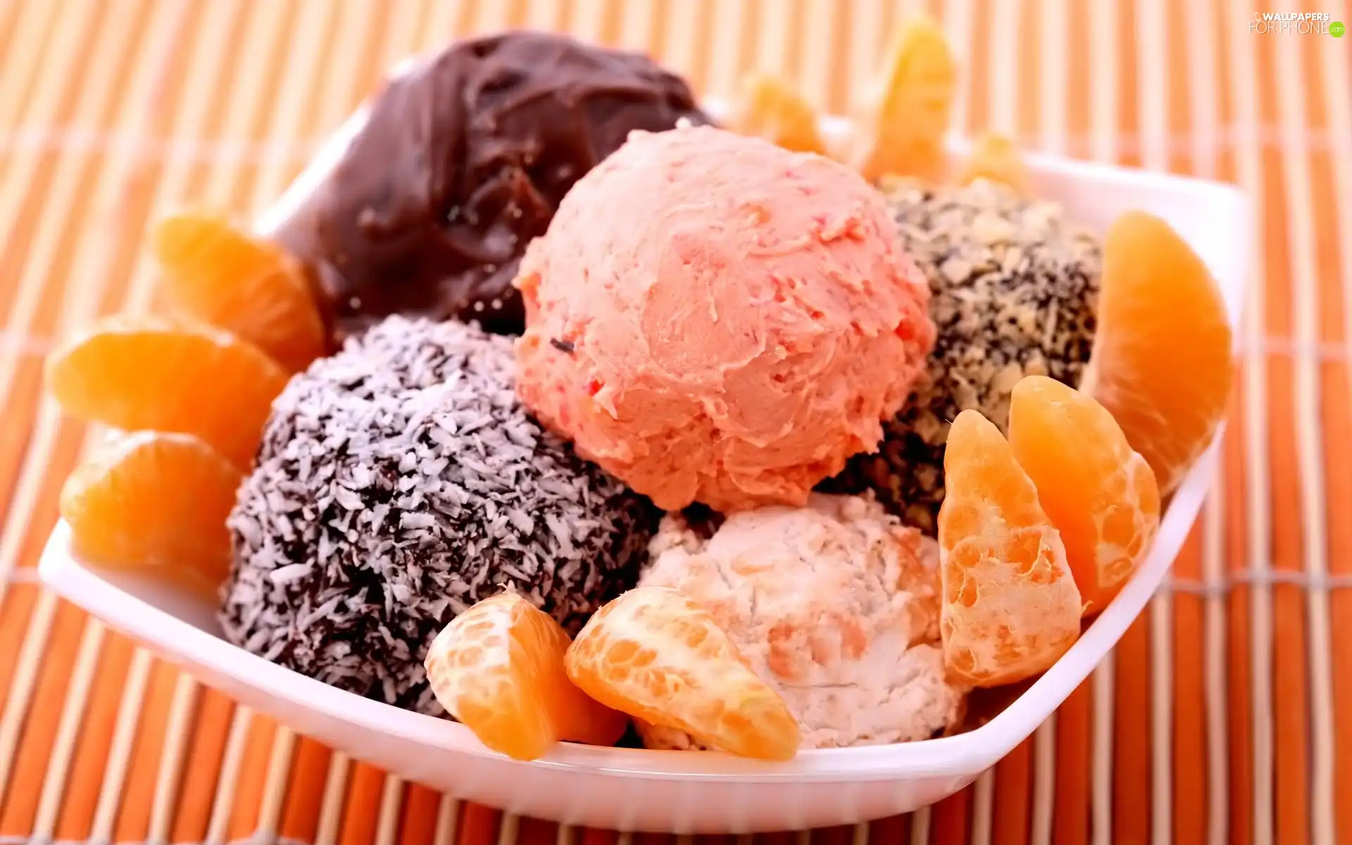 Fruits, dessert, ice cream
