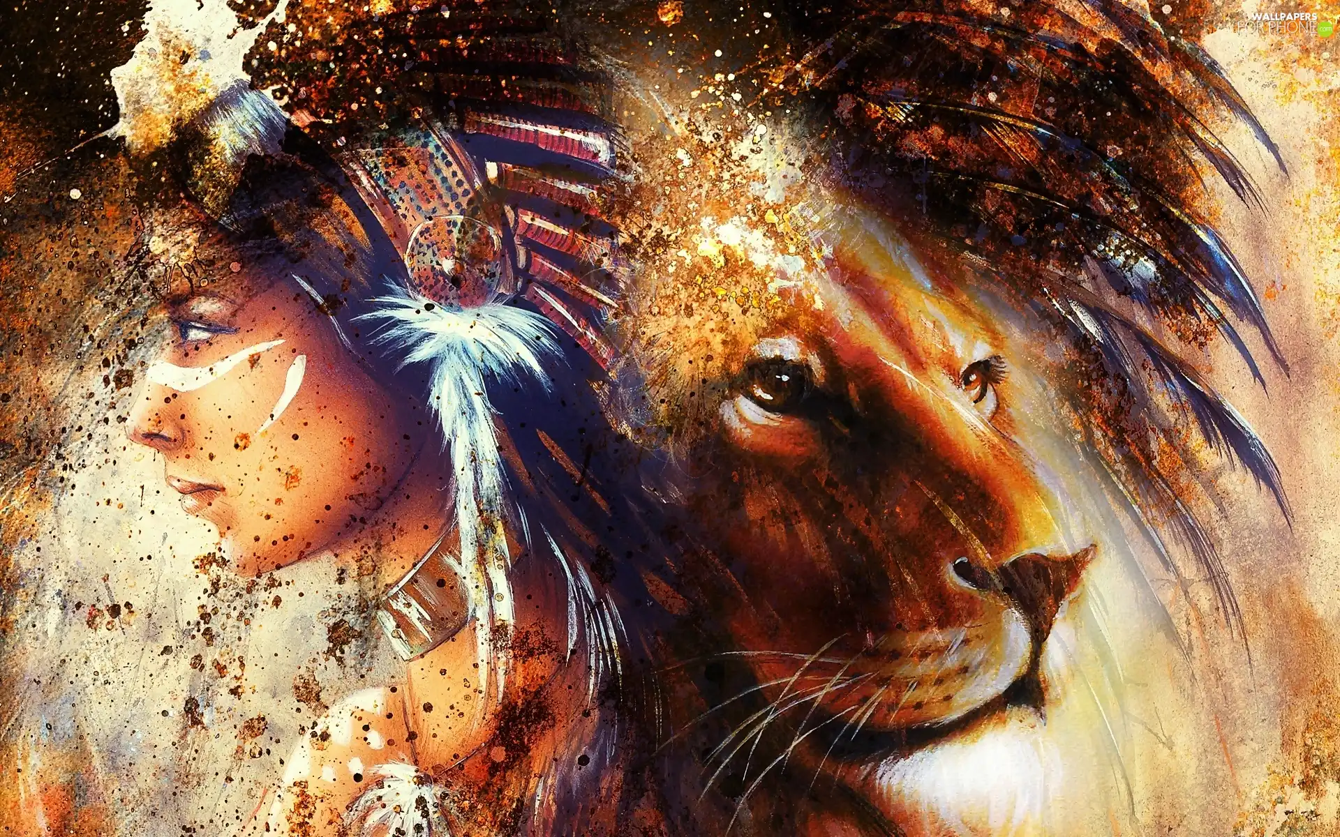 graphics, Lion, Indian, fantasy