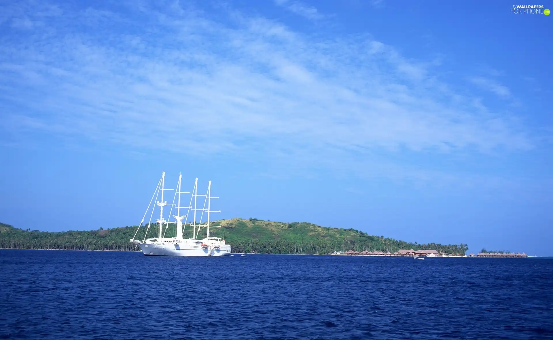 sailing vessel, sea, Island