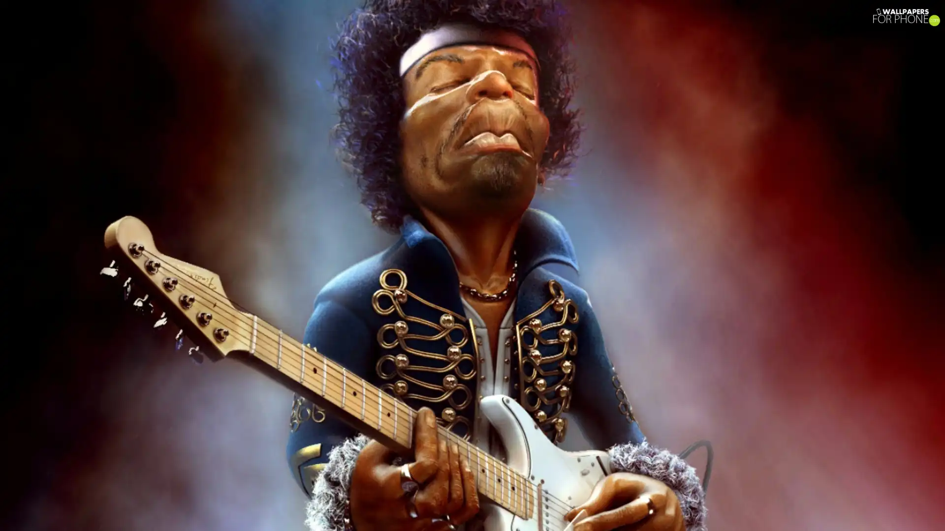 Guitar, caricature, Jimi Hendrix