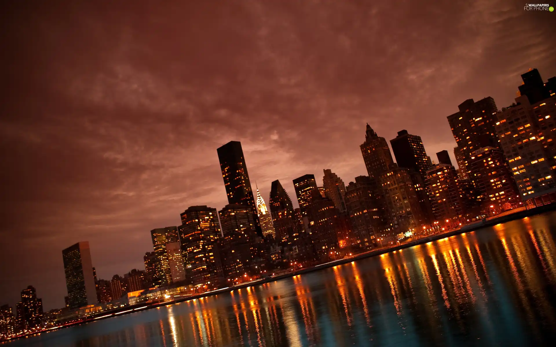 light, Dusk, Manhattan, skyscrapers, New York