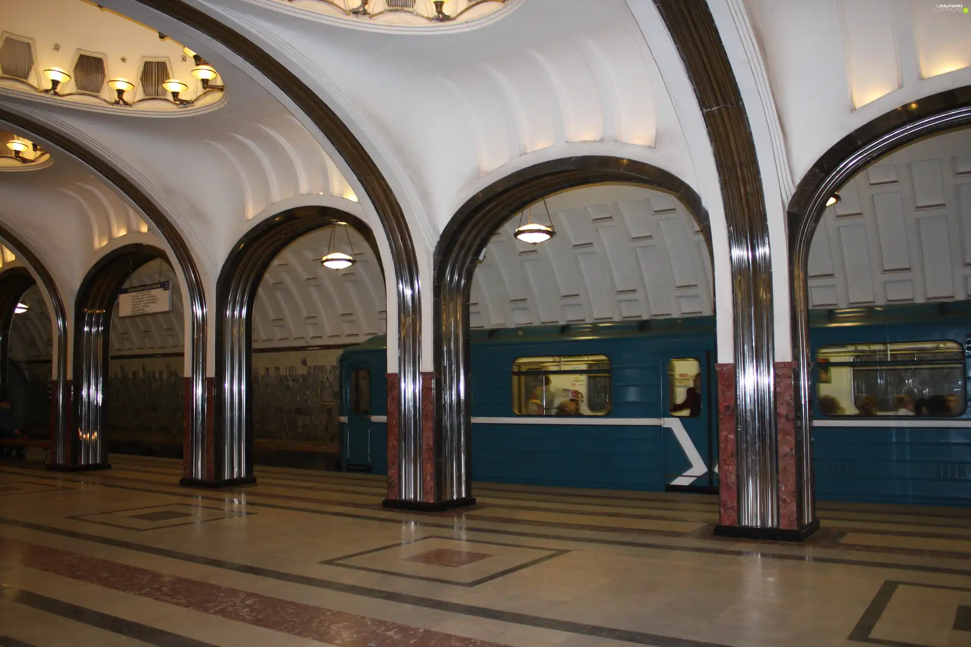 Russia, Station Mayakovsky, metro, Moscow