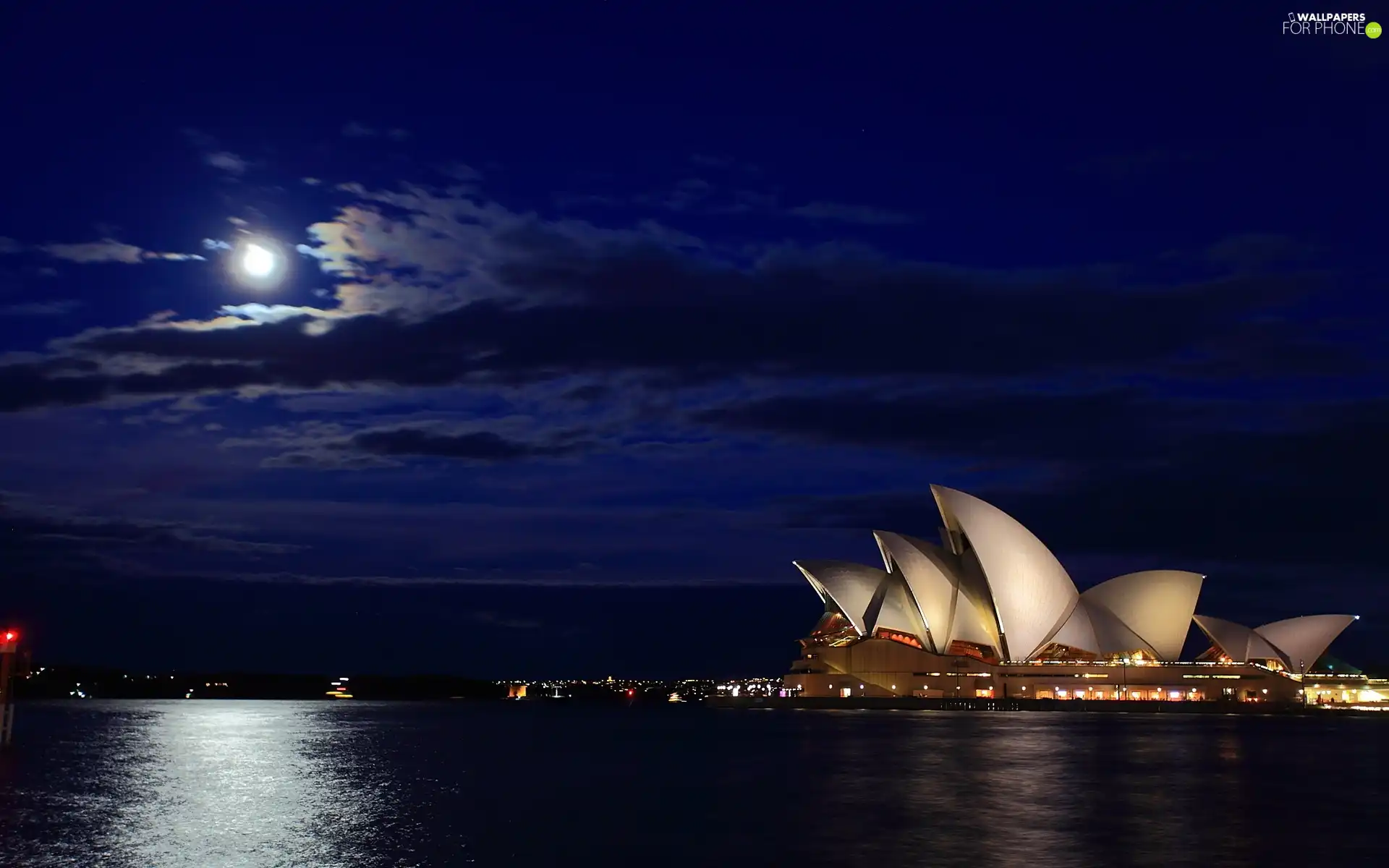 moon, clouds, Sydney, Night, Australia