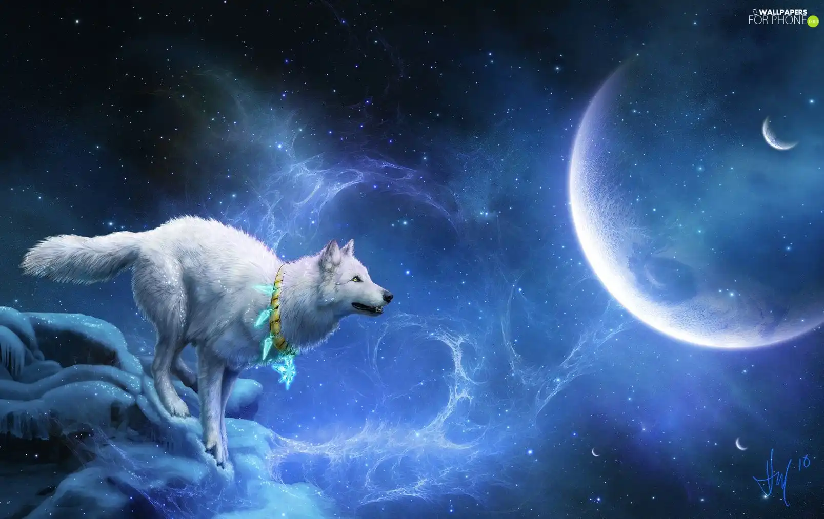 moon, Wolf, Necklace