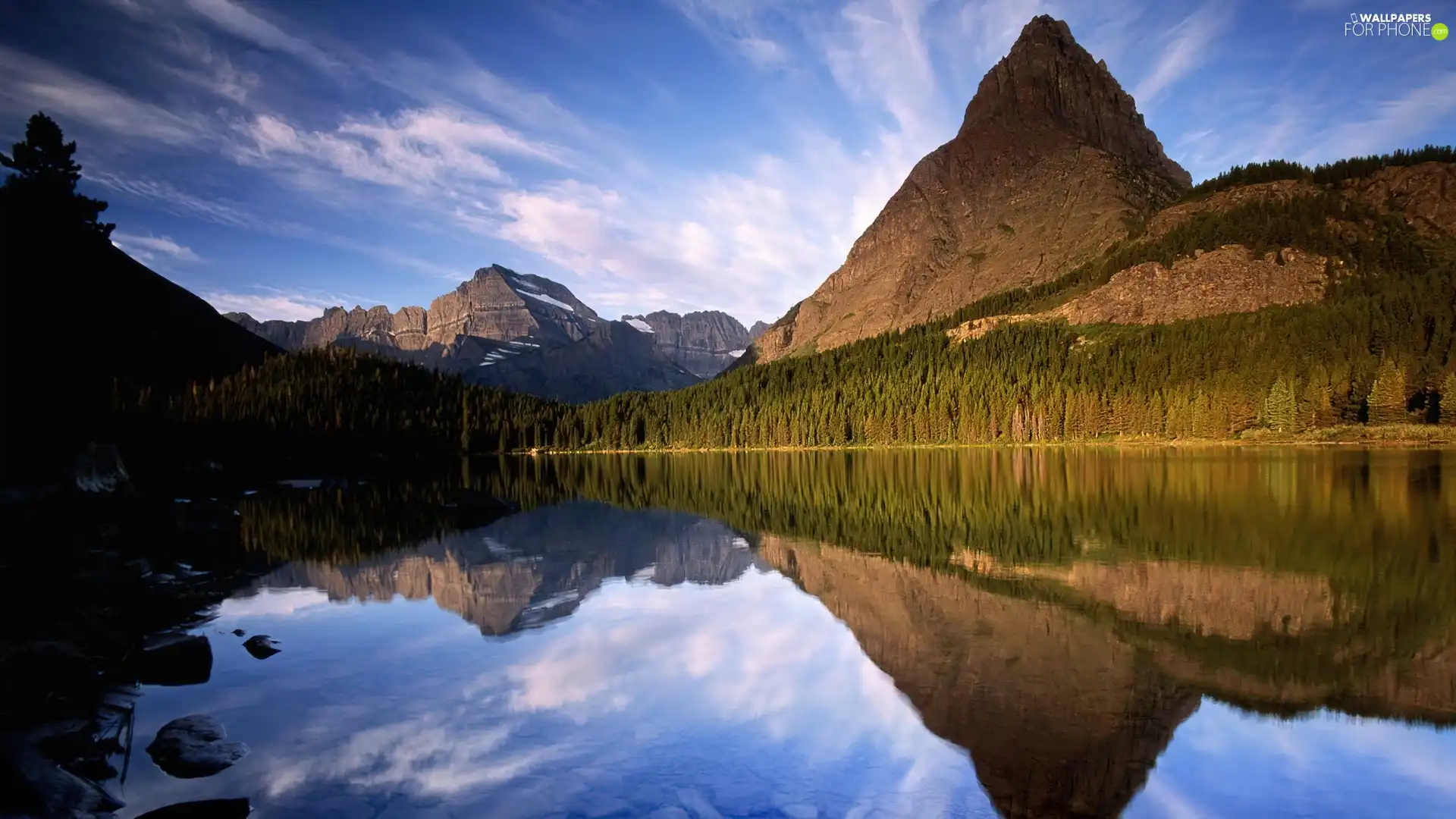 lake, reflection, Mountains, Mirror
