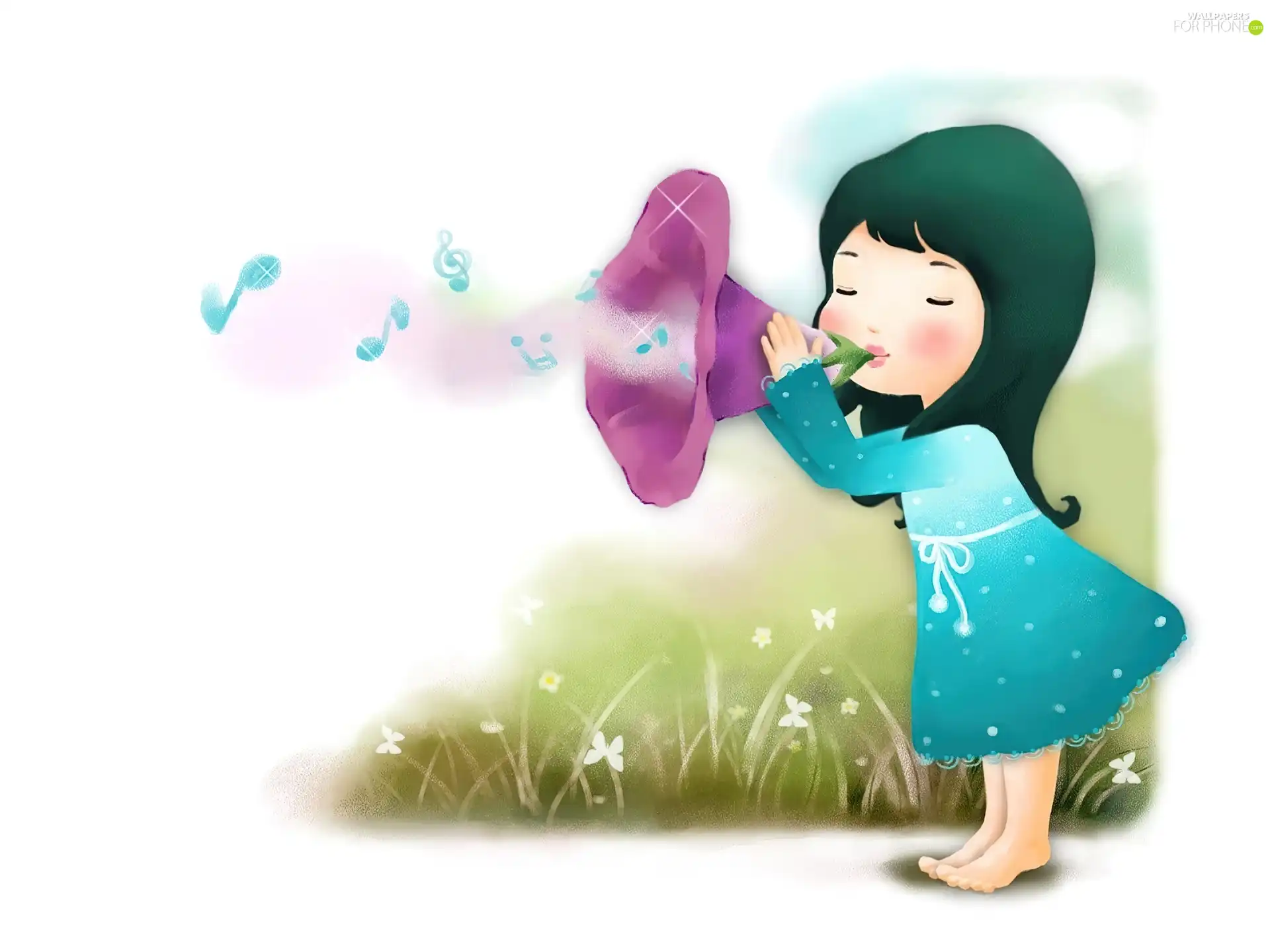 Kid, flower, music, cup