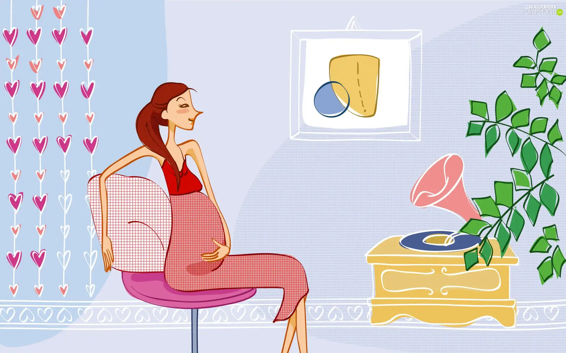 Women, listen, music, pregnant