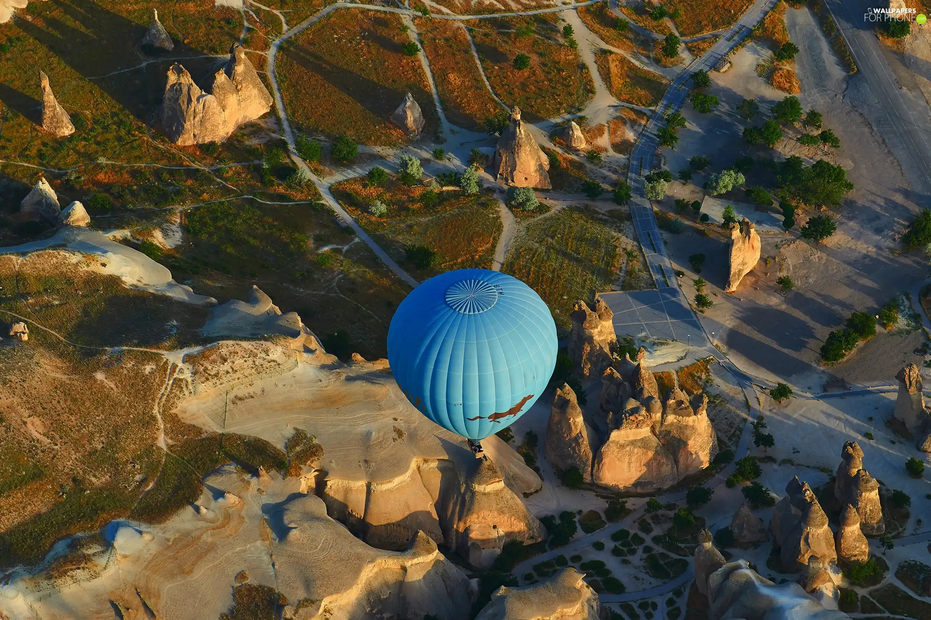 National Park Goreme, Turkey, Balloon, Aerial View, rocks, Cappadocia