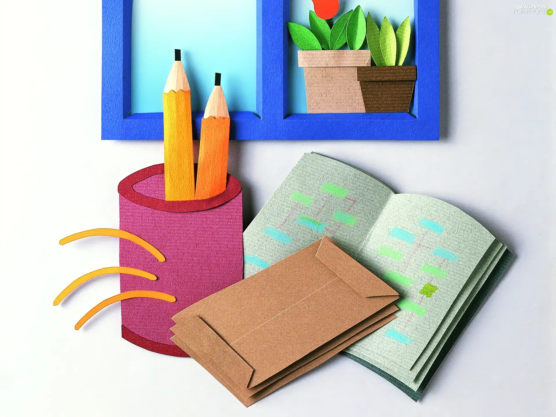 Book, Pencils, Papier Art, Envelopes