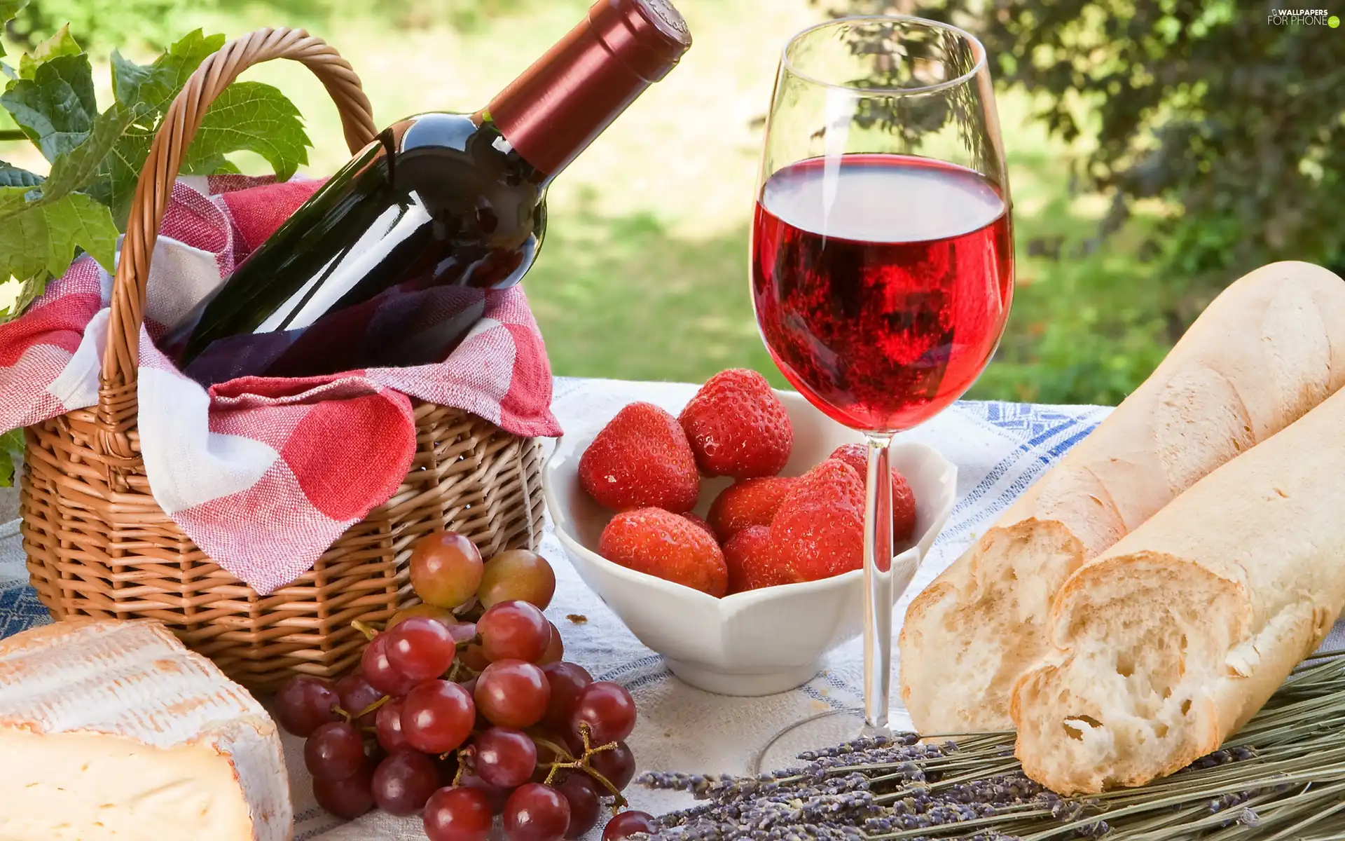 Wine, Meadow, picnic, Fruits