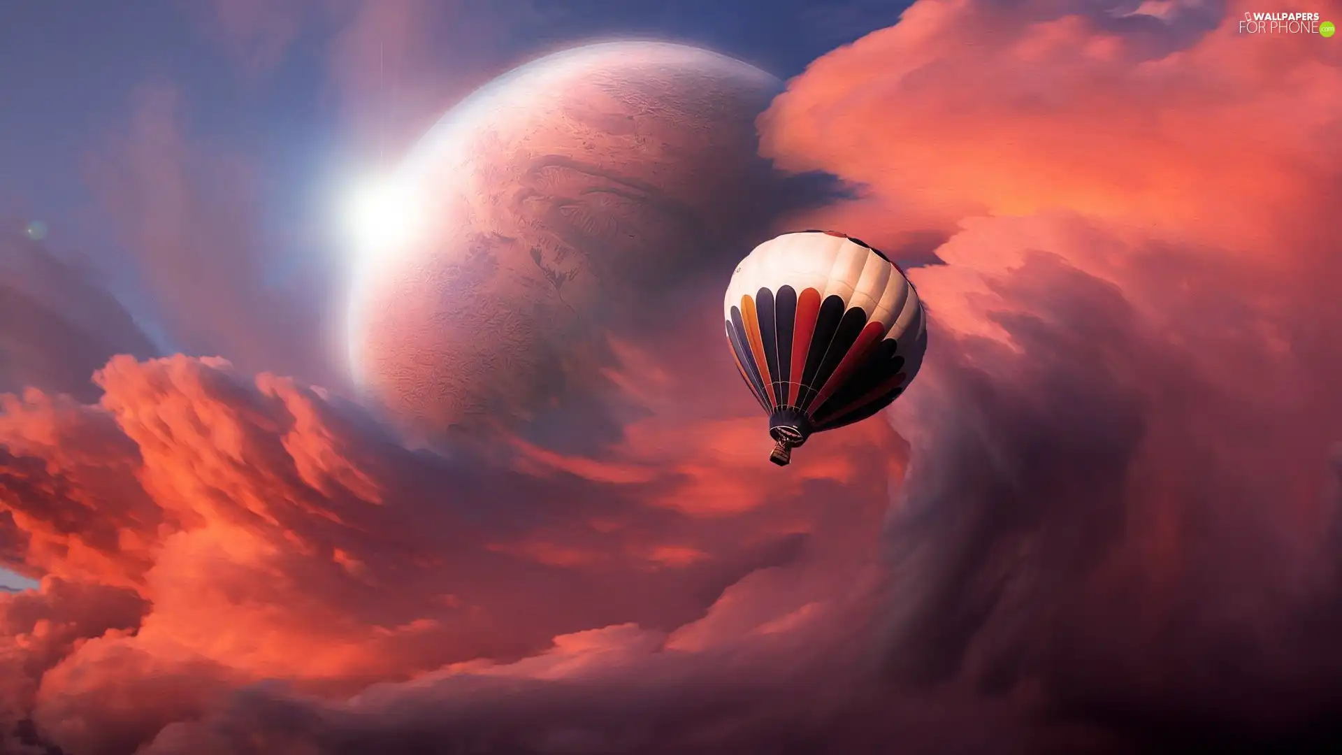 Planet, Balloon, clouds
