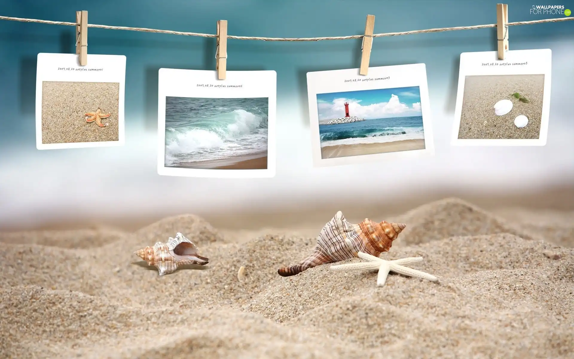 Beaches, Sand, postcards, Shells