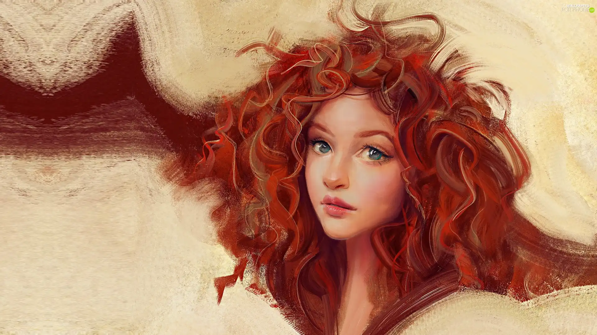 curls, graphics, girl, red head, Women
