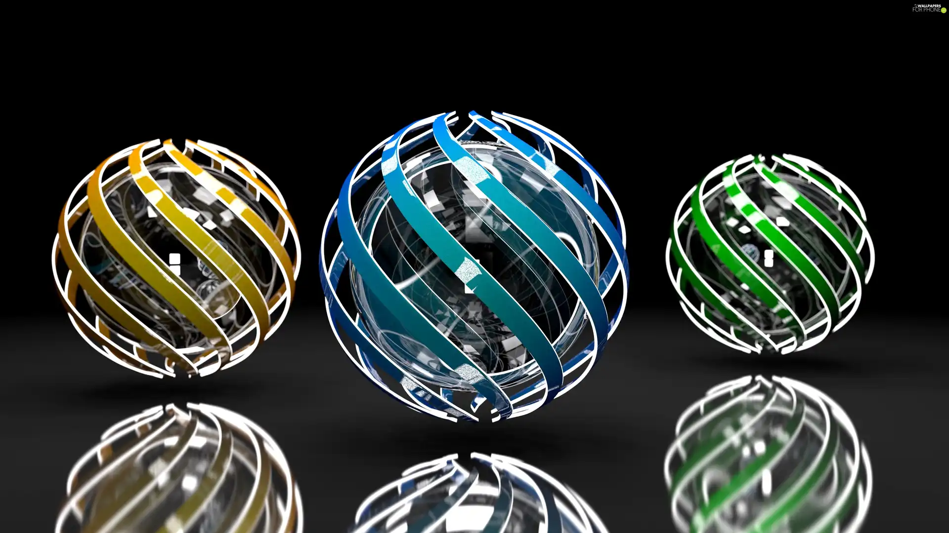 reflection, 3D Graphics, color, Orbs, Three