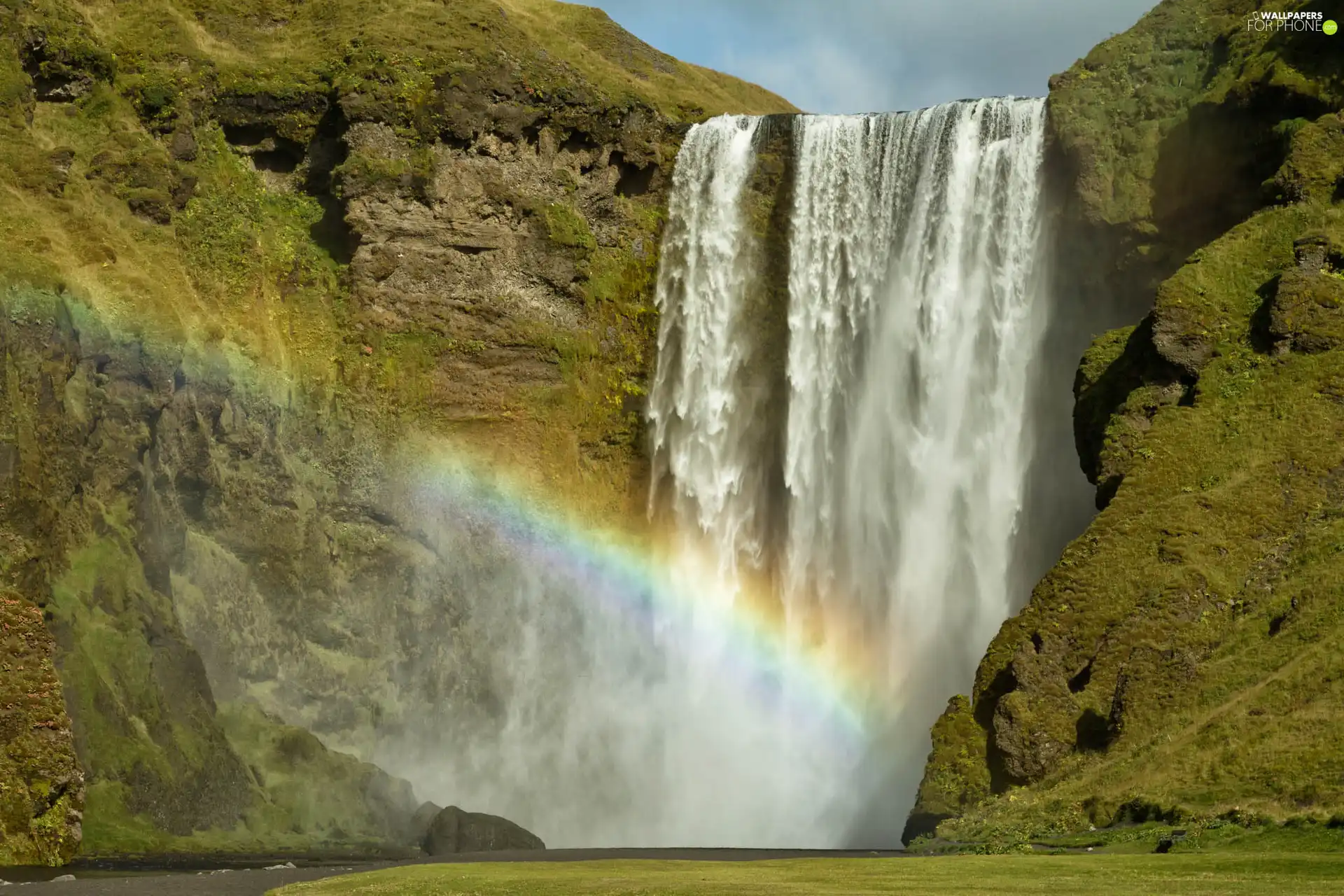 Great Rainbows, waterfall, rocks