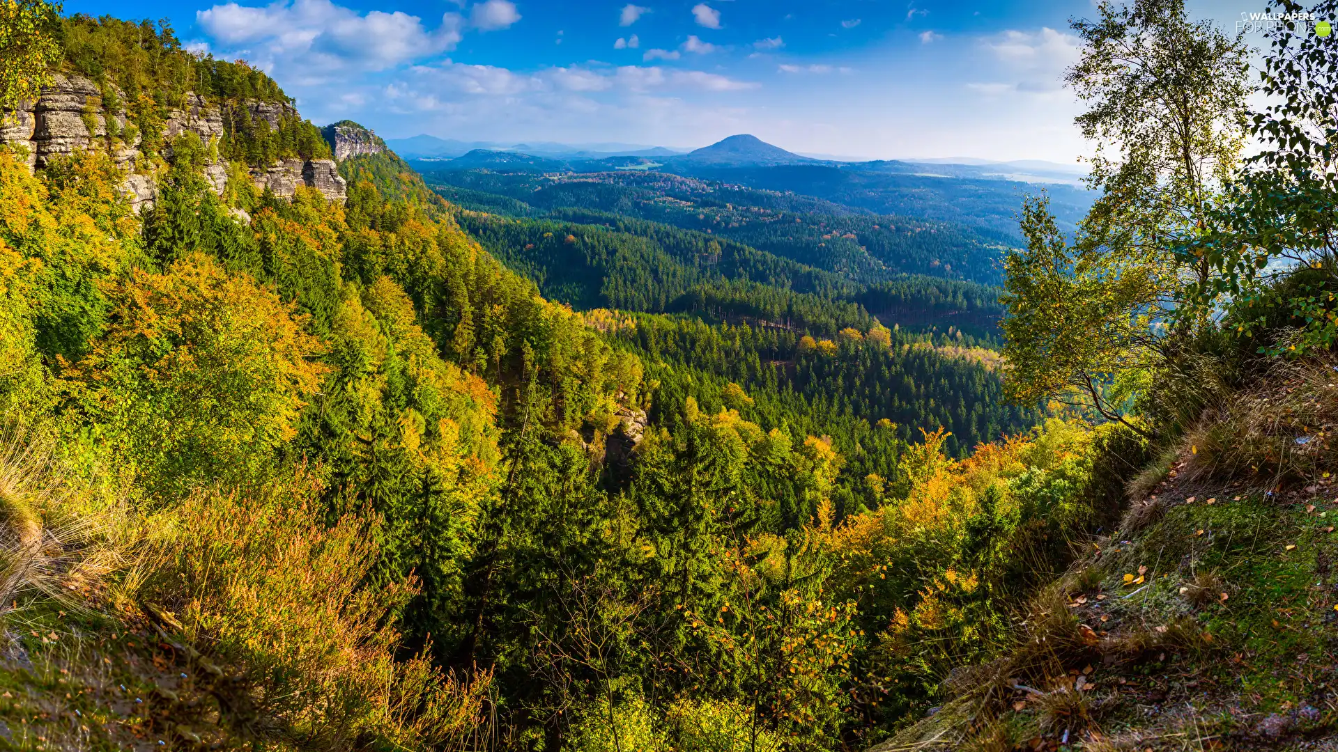 The Hills, trees, Mountains, viewes, woods, autumn, Rocks