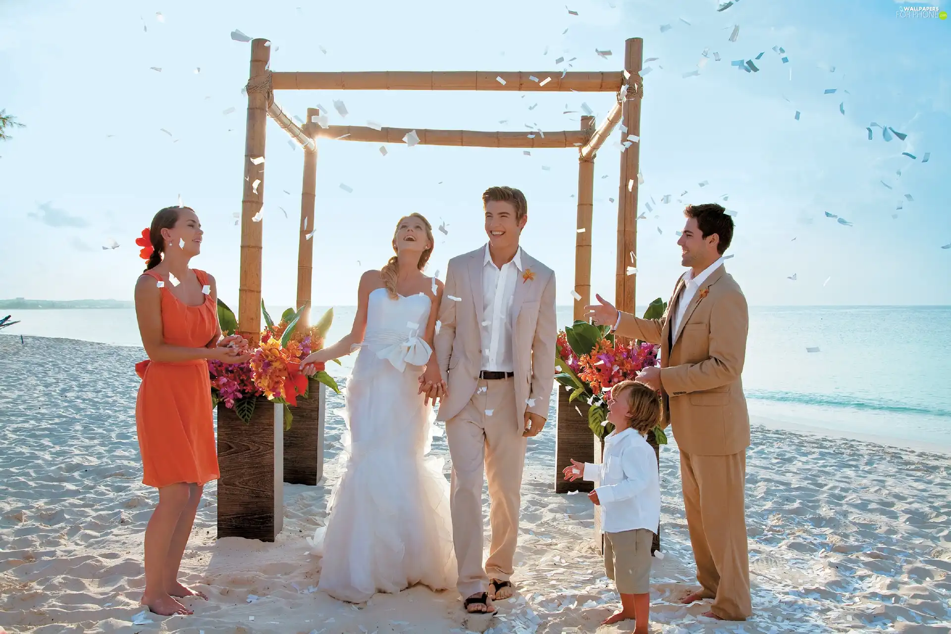 Kid, young, Beaches, Groomsman, Steam, sea, Bouquets