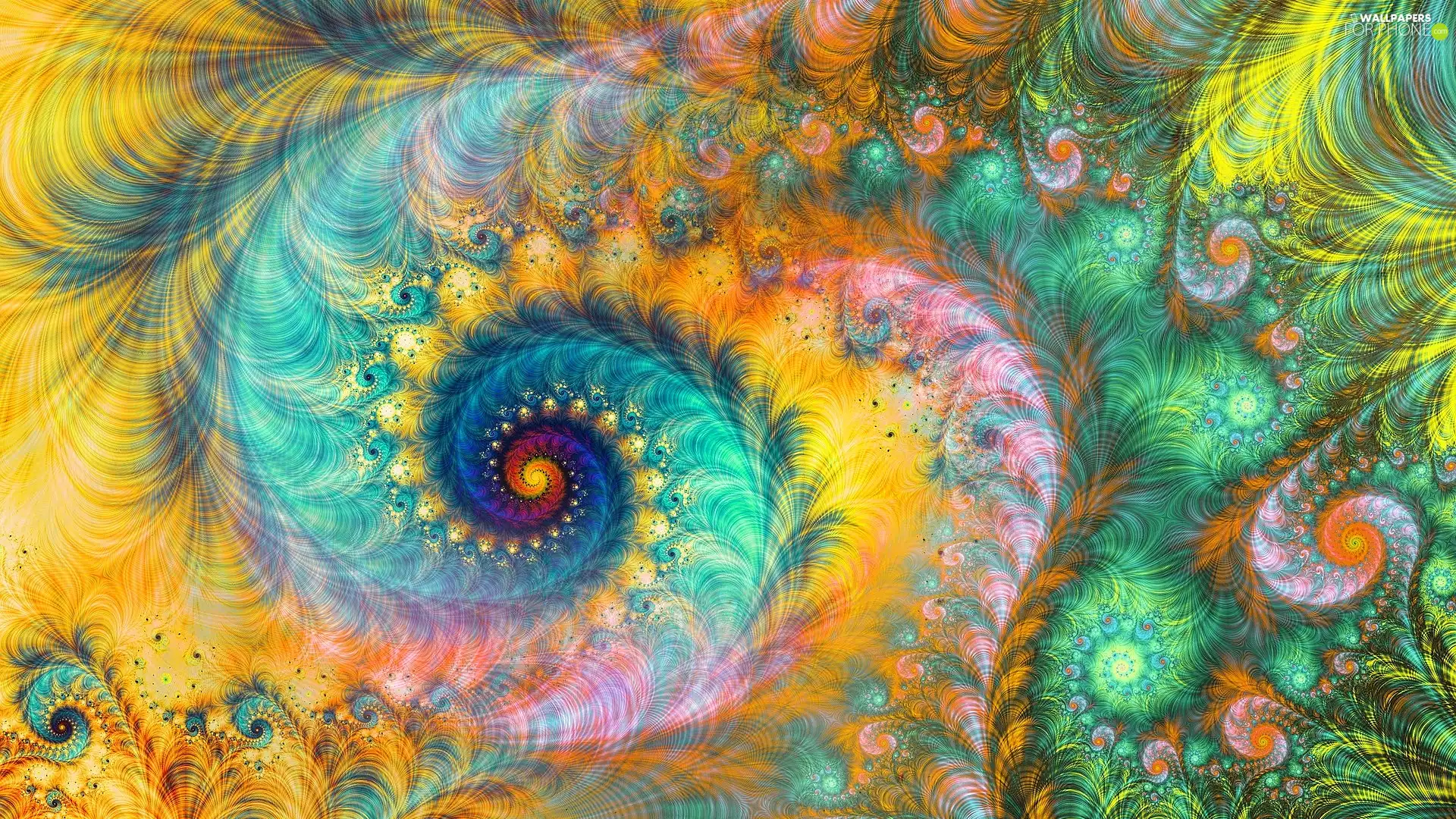 Fraktal, color, background, spiral