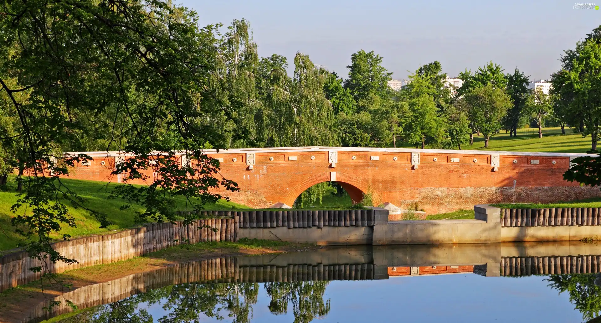 stone, bridge, Park, lake, Tsaritsyno