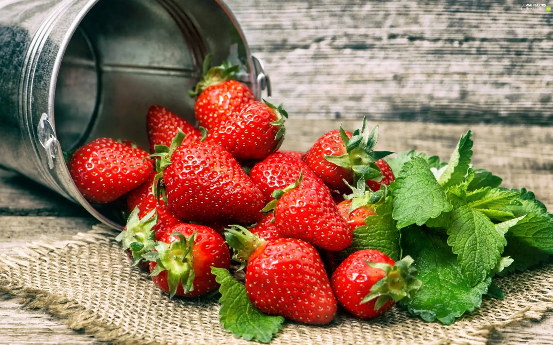 strawberries, Fruits, Bucket
