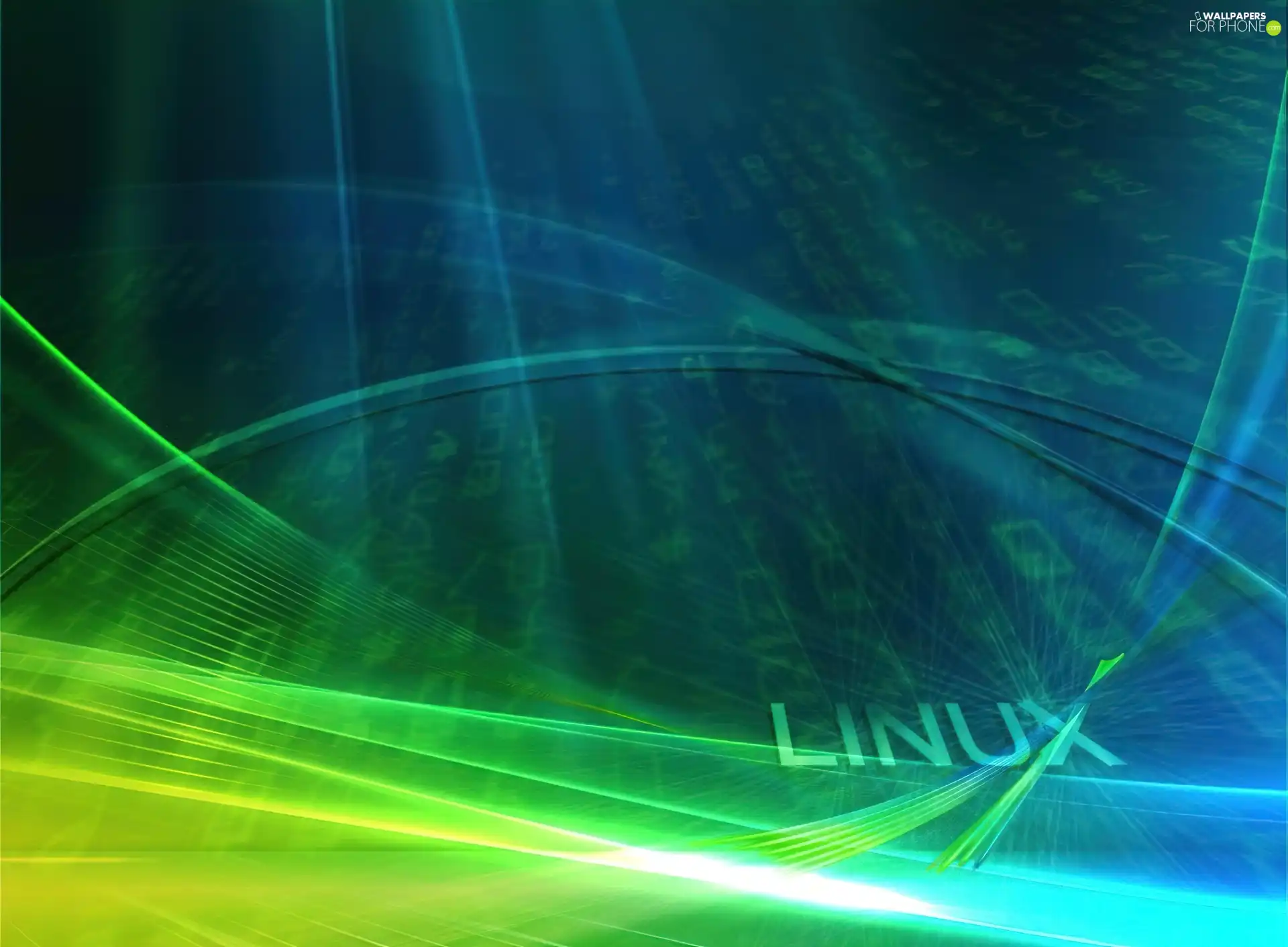 Linux, green ones, streaks, Blue