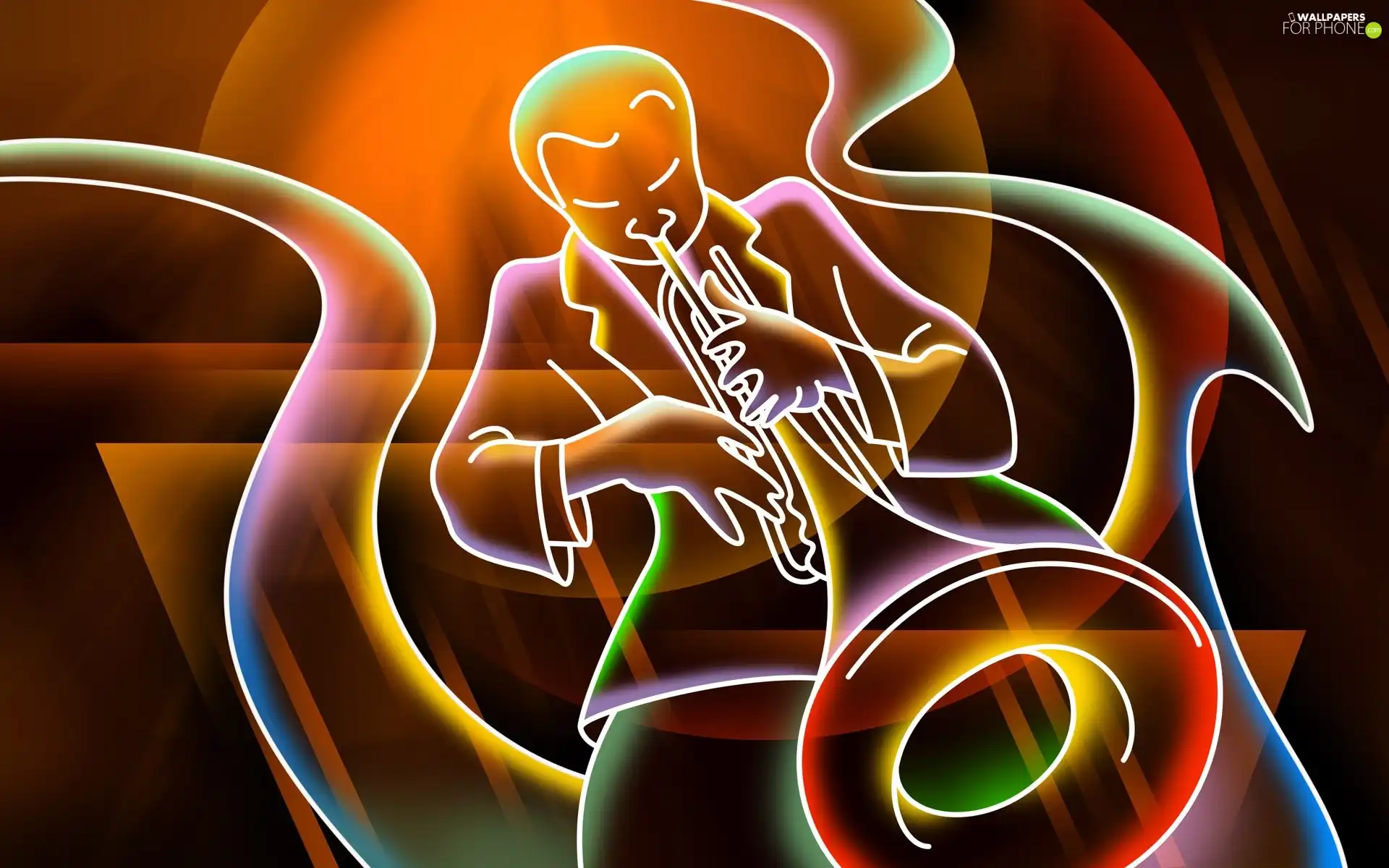 3D Graphics, a man, trumpet